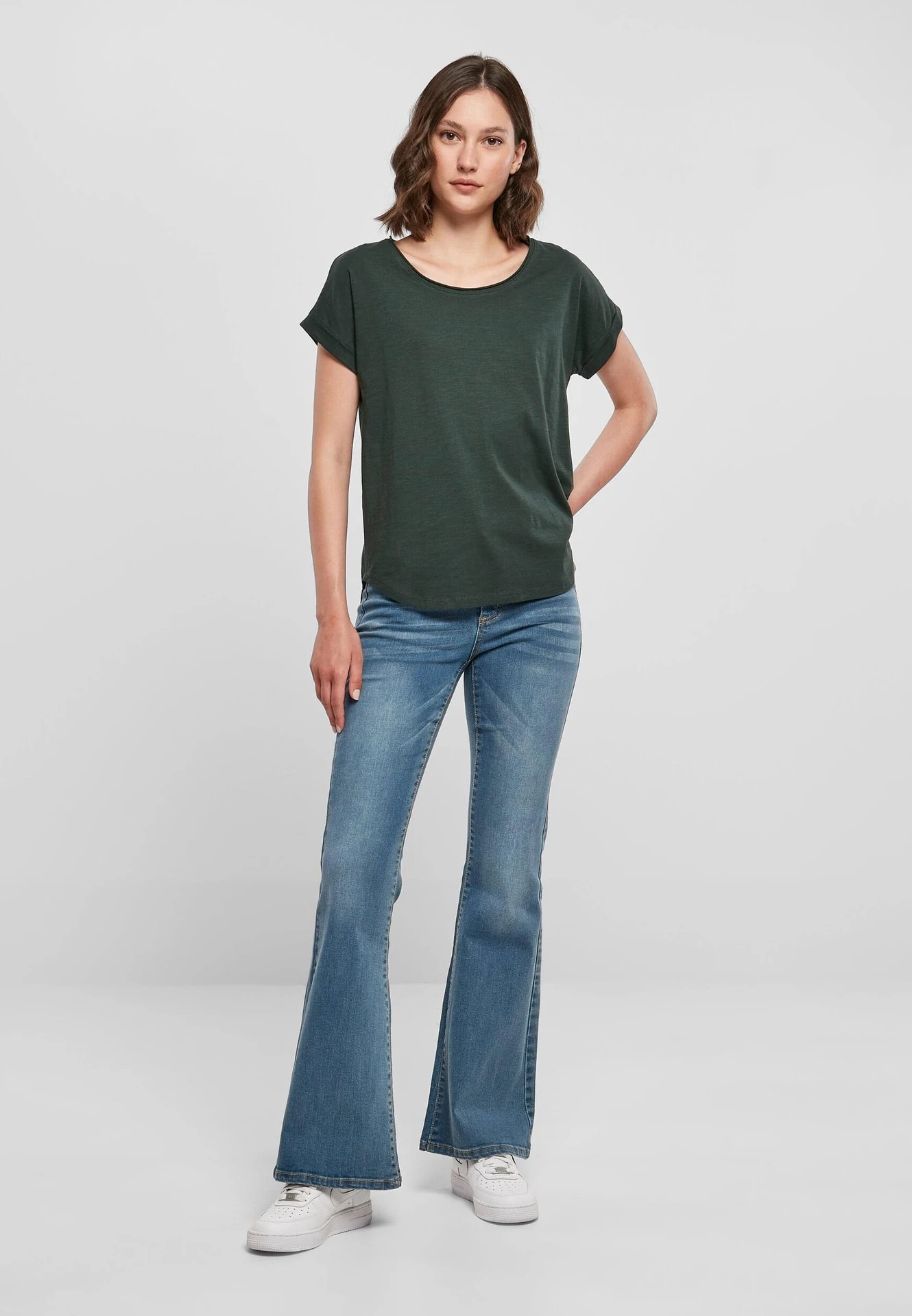 Build Your Brand Ladies Long Slub Tee