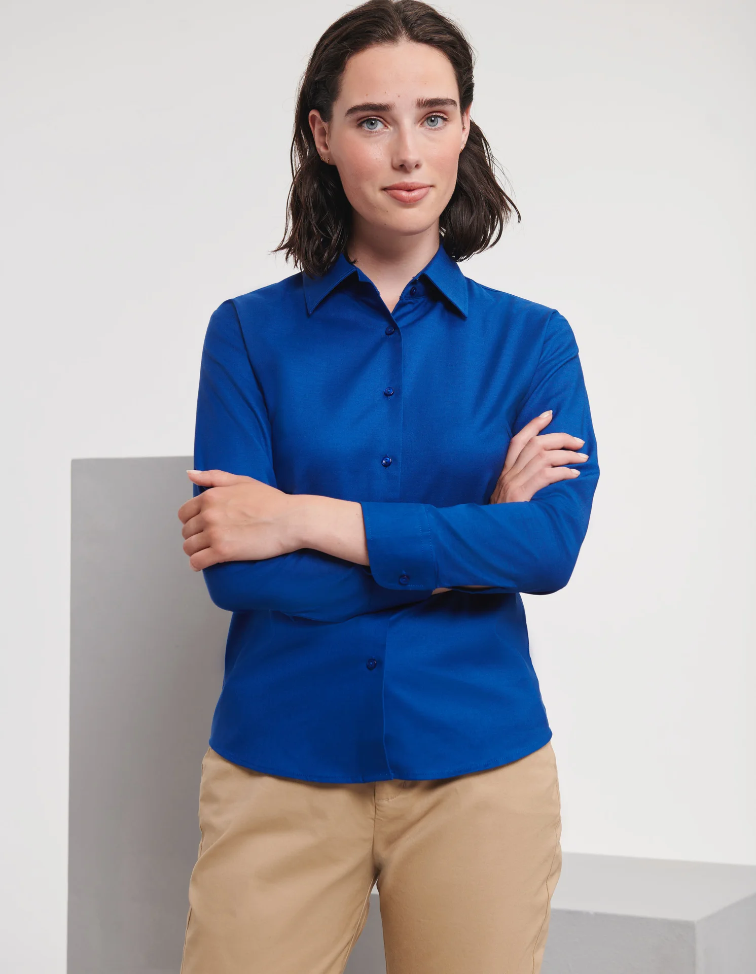 Russell Ladies Long Sleeve Easy Care Oxford Shirt