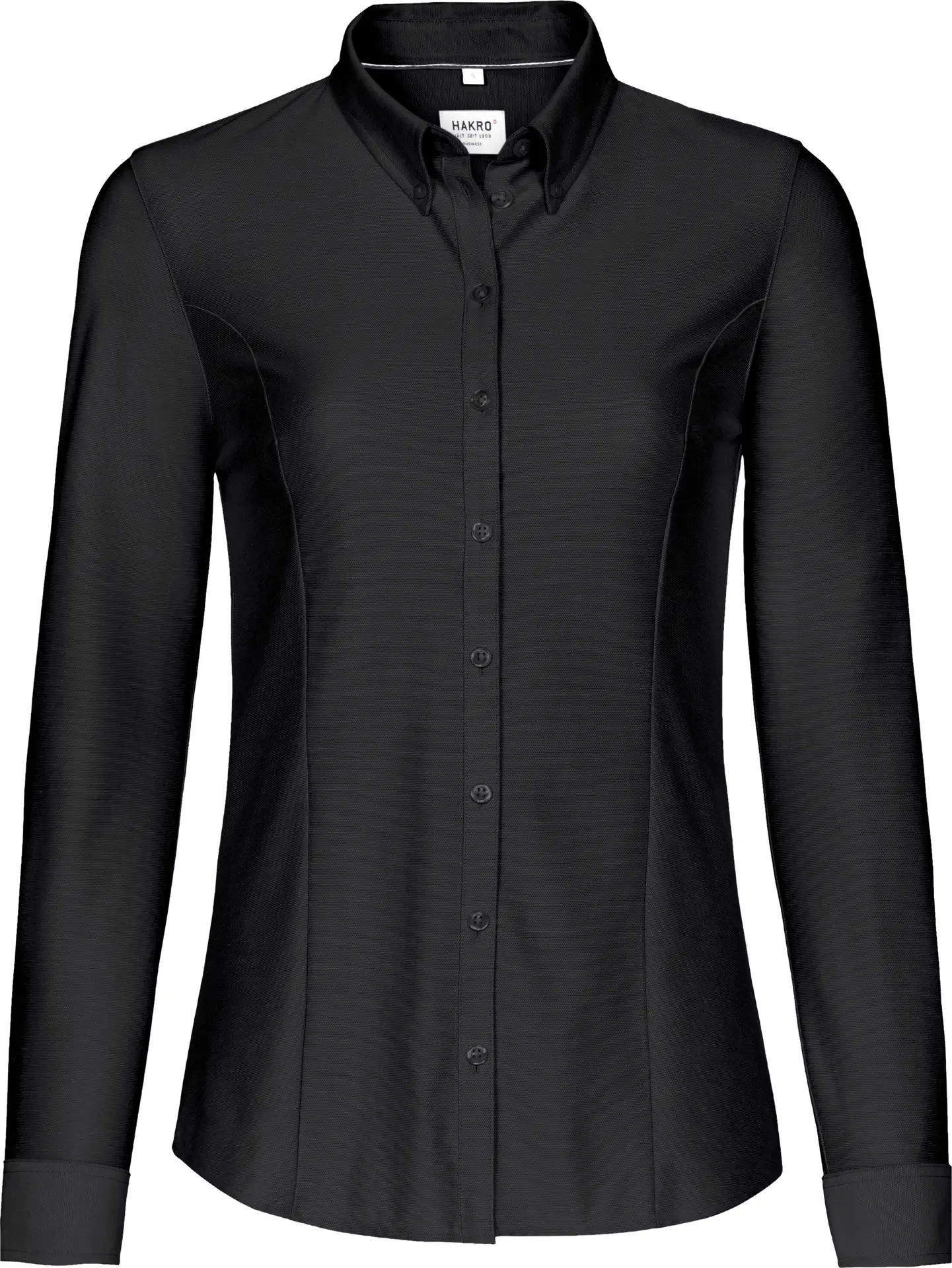 hakro-129-bluse-natural-stretch-schwarz-front-1 HAKRO Bluse 1/1 Arm 129 Natural Stretch