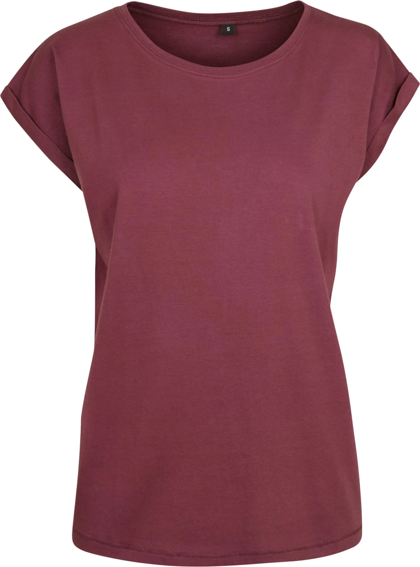 BYB-BY021-ladies-extended-shoulder-t-shirt-cherry-front-4 Build Your Brand Ladies Extended Shoulder Tee