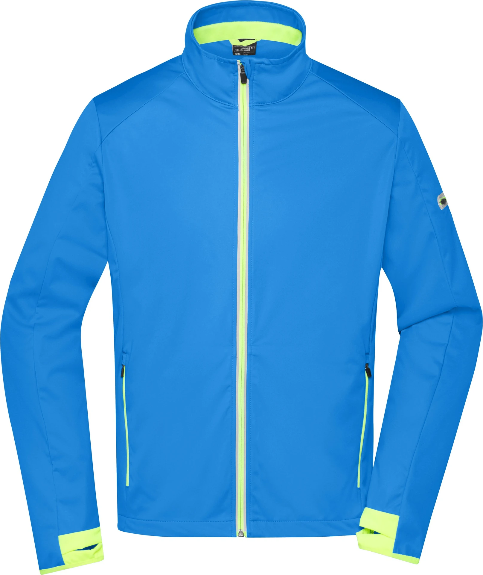 jn1126-mens-sports-softshell-jacket-brightblue-brightyellow-front-3 James & Nicholson Men`s Sports Softshell Jacket