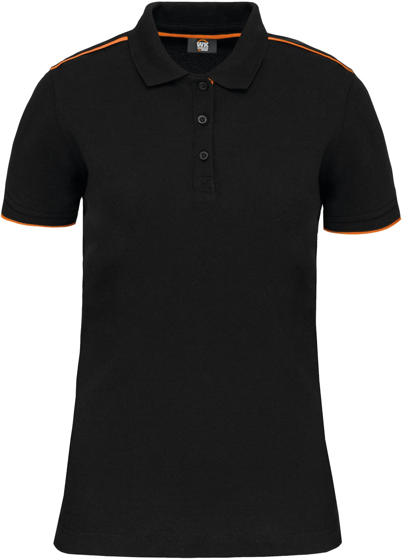 kariban-WK271-damen-workwear-pique-polo-day-to-day-black-orange-front-3 Kariban Damen Workwear Piqué Polo "Day-to-Day"