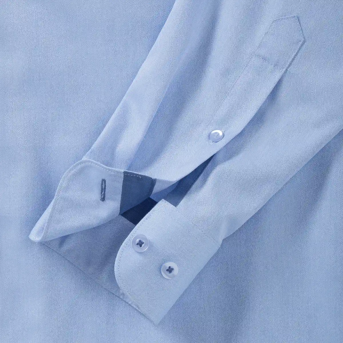 Russell Men's Long Sleeve Tailored Contrast Herringbone Shirt