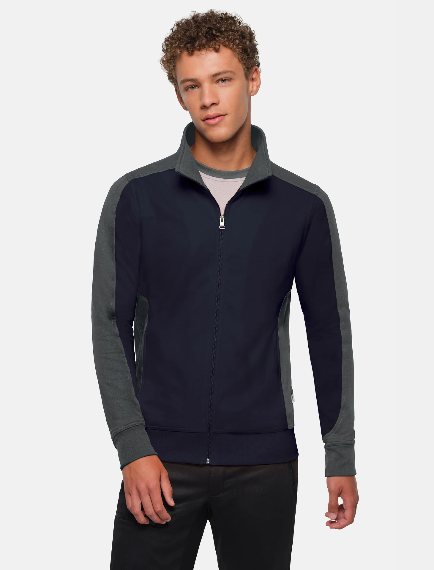 hakro-477-sweatjacke-contrast-mikralinar-tinte-anthrazit-model-0 HAKRO Sweatjacke 477 Contrast Mikralinar®