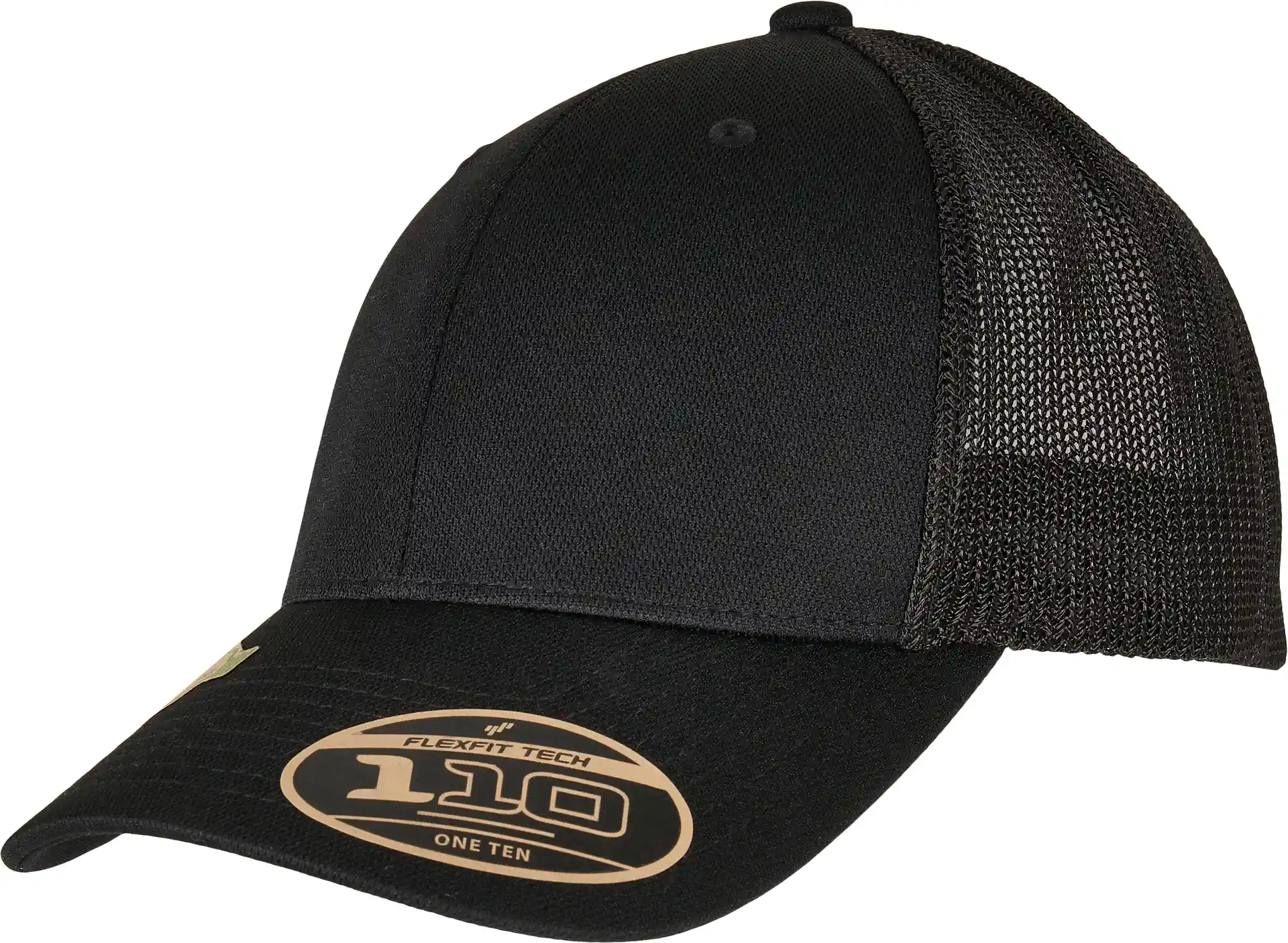 flexfit-110ra-recycled-alpha-shape-trucker-cap-black-front-1 FLEXFIT 110 Recycled Alpha Shape Trucker Cap