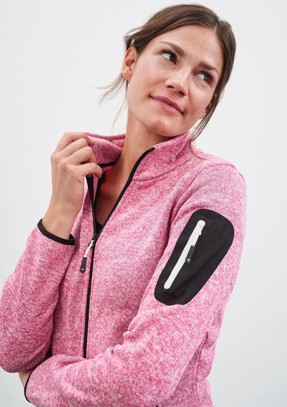 jn761-ladies-knitted-fleece-jacket-model-1 James & Nicholson Ladies Knitted Fleece Jacket