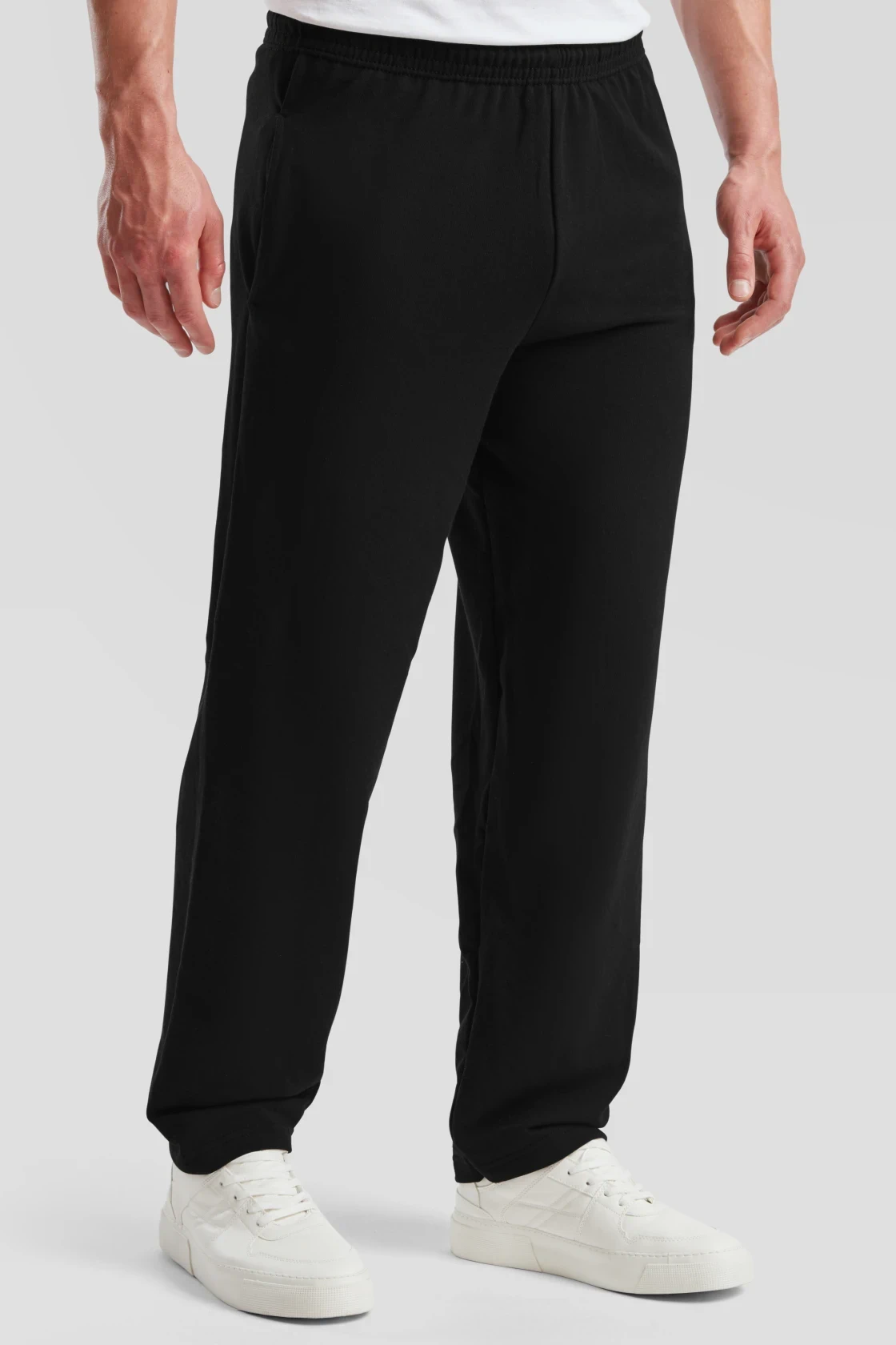 fruit-of-the-loom-64-038-0-lightweight-open-hem-jog-pants-black-model-1 F.O.L. Lightweight Jog Pants