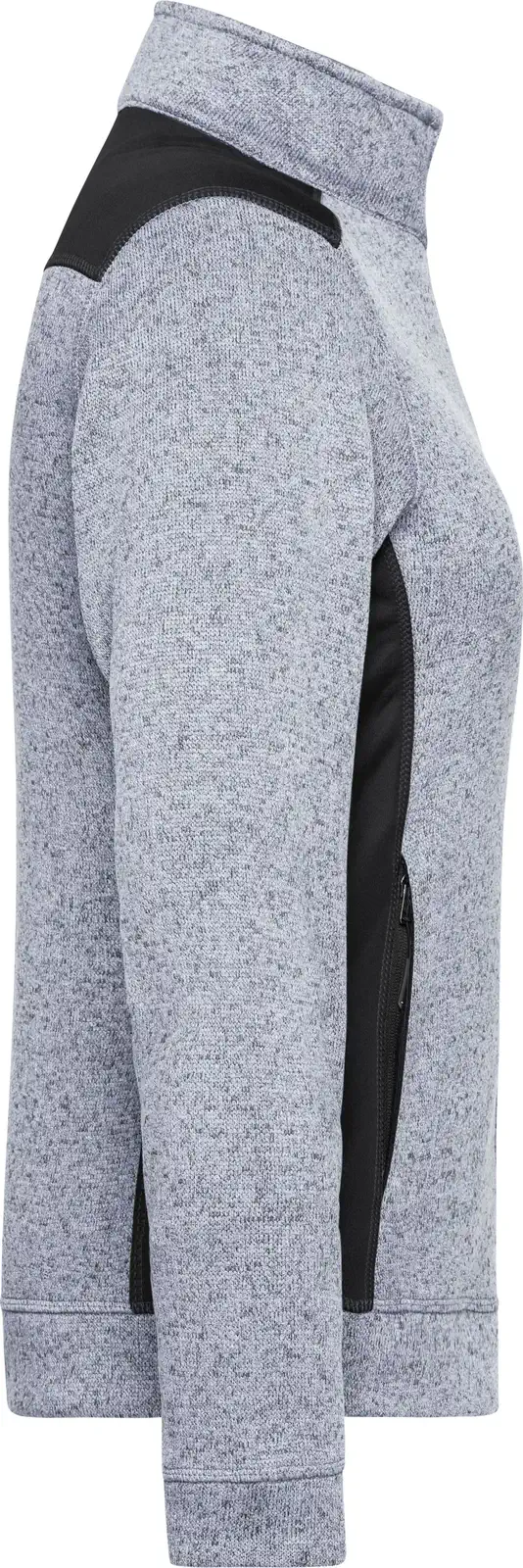 jn861-ladies-knitted-workwear-fleece-jacket-whitemelange-carbon-right-6 James & Nicholson Ladies Knitted Workwear Fleece Jacket -STRONG-