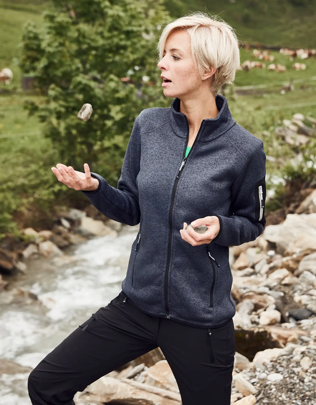 jn761-ladies-knitted-fleece-jacket-model-0 James & Nicholson Ladies Knitted Fleece Jacket