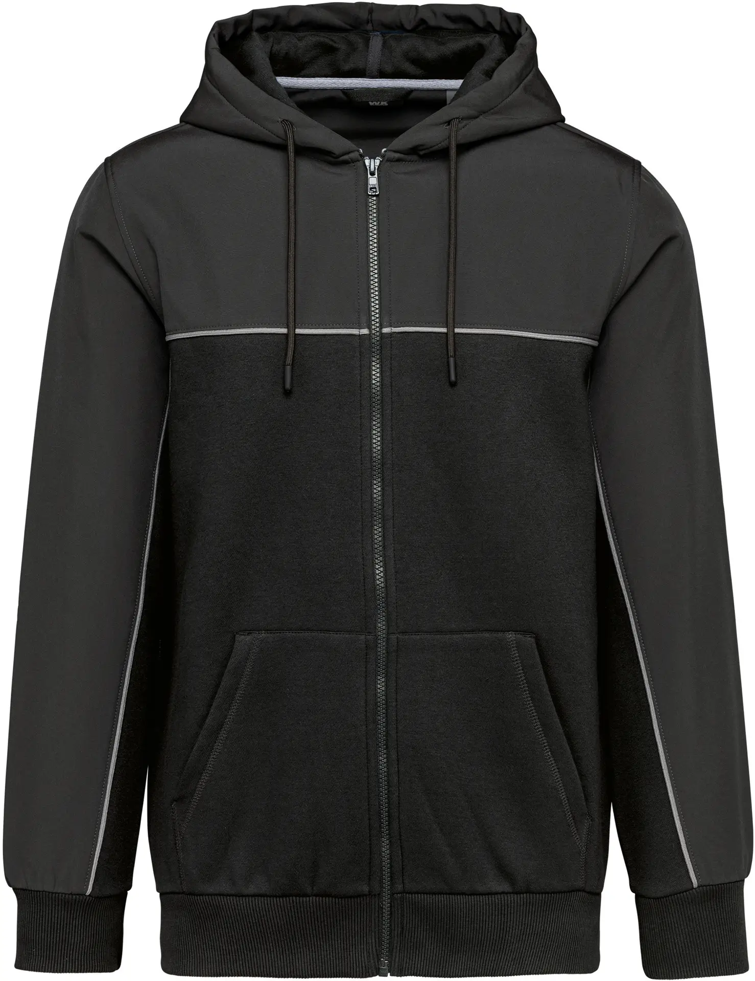 kariban-WK410-workwear-kapuzen-sweatjacke-black-darkgrey-front-5 Kariban Unisex Workwear Kapuzen Sweatjacke