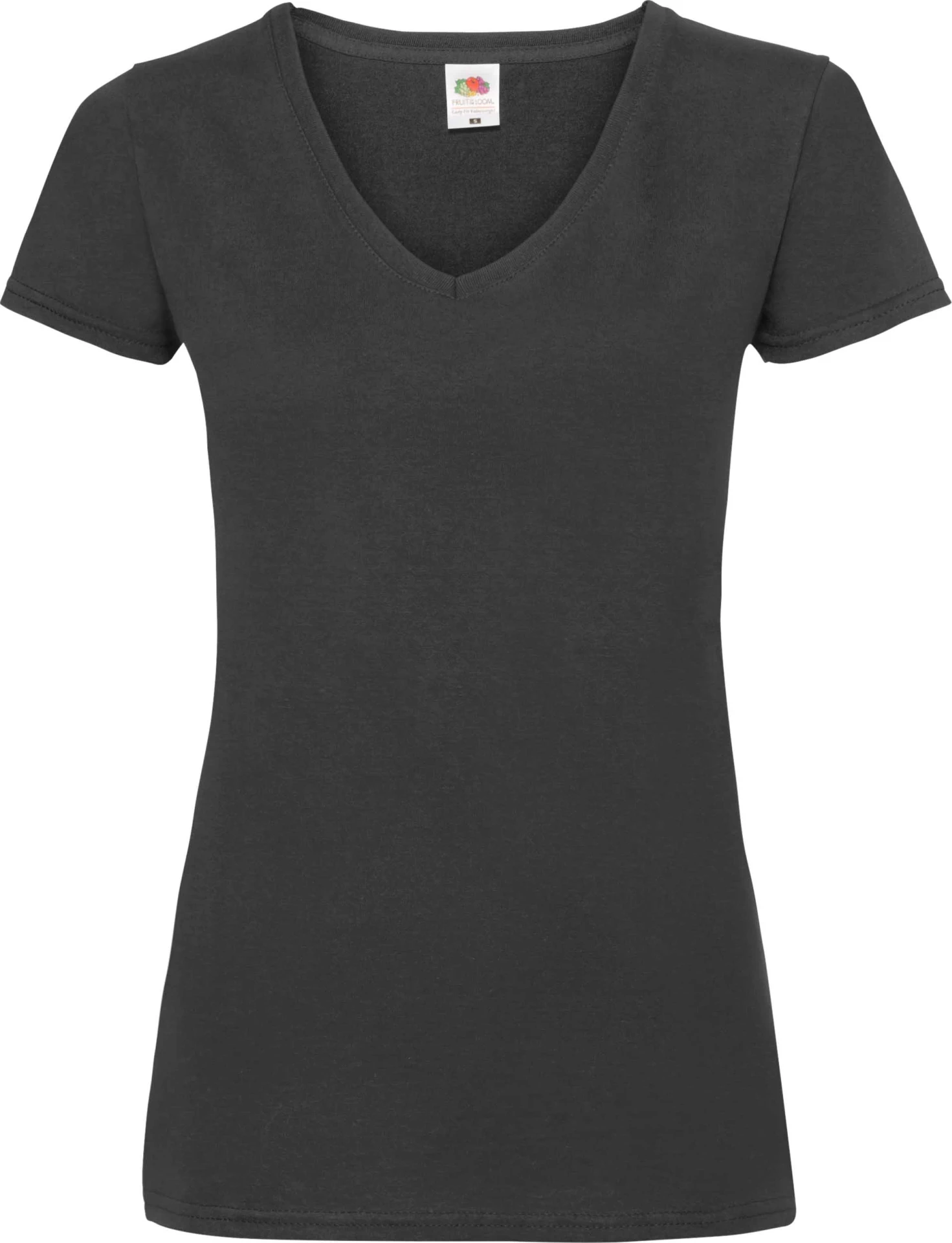 fruit-of-the-loom-61-398-0-ladies-valueweight-v-neck-t-shirt-black-4 F.O.L. Lady-Fit Valueweight V-Neck T