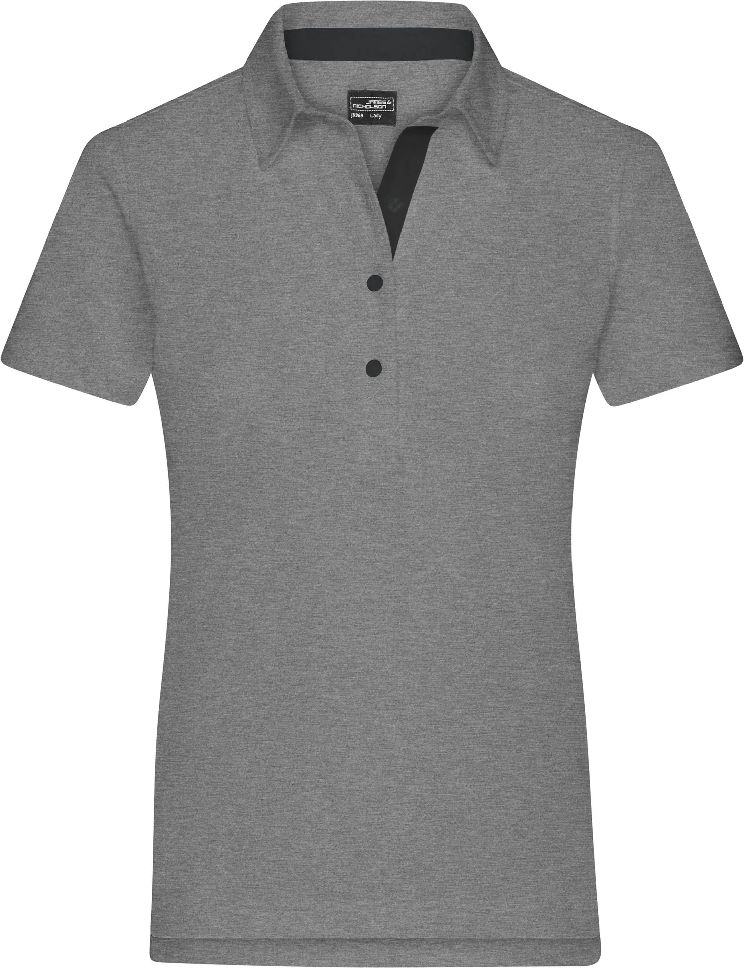 jn969-ladies-plain-poloshirt-lightmelange-black-front-3 James & Nicholson Ladies Plain Polo