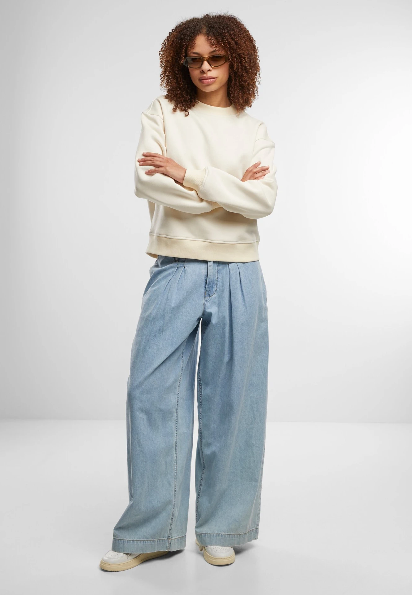 Build Your Brand Ladies Oversized Crewneck Sweatshirt