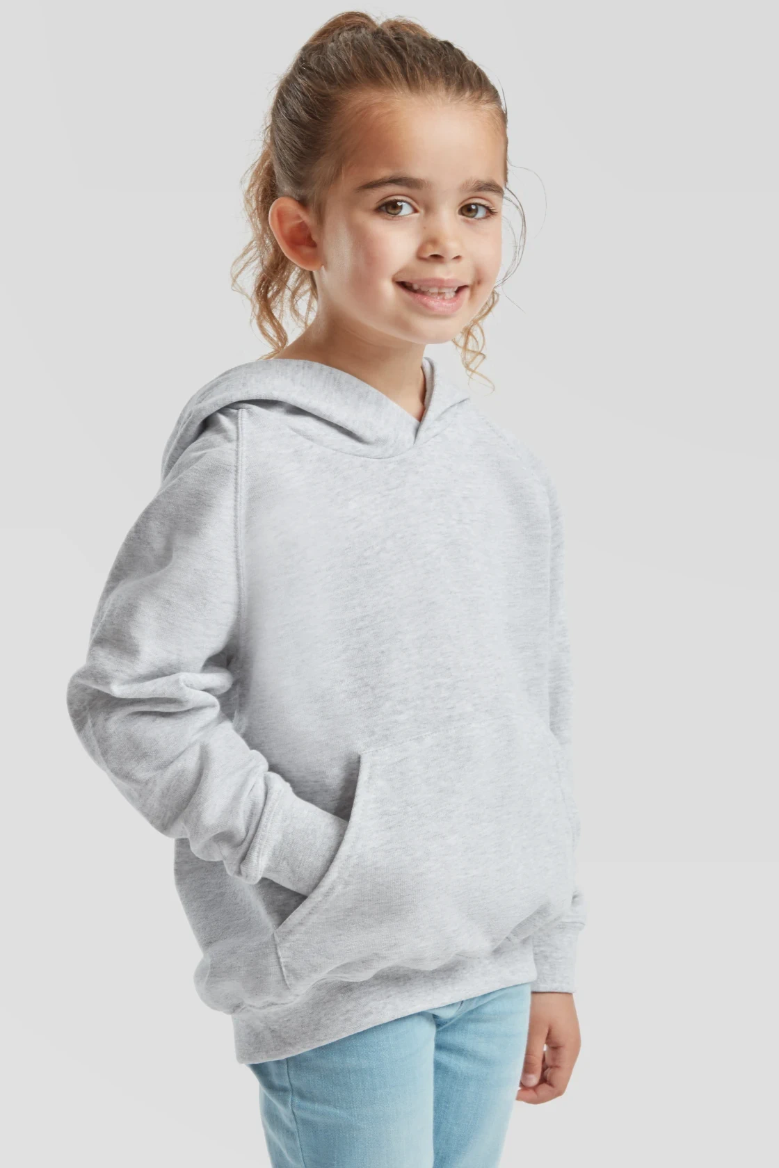 fruit-of-the-loom-62-009-0-kids-lightweight-hooded-sweatshirt-heathergrey-model-1 F.O.L. Kids Lightweight Hooded Sweat
