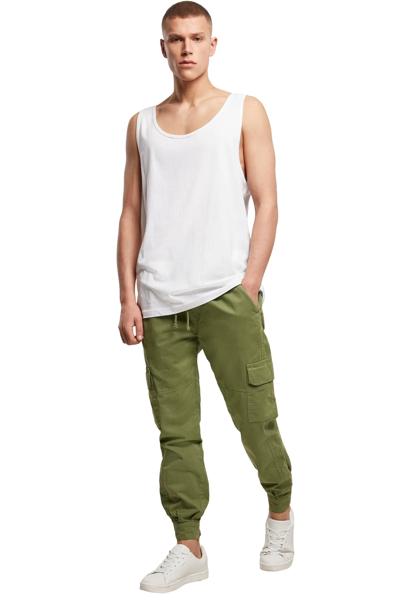 BYB-BY003-jersey-big-tank-white-model-3 Build Your Brand Jersey Big Tank