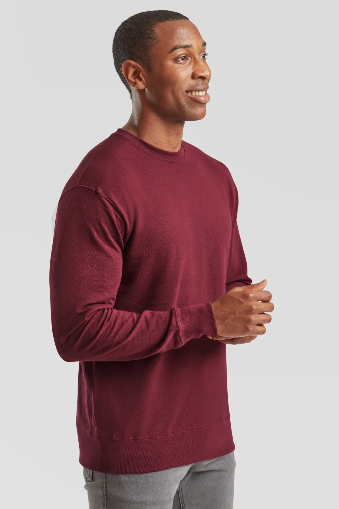 fruit-of-the-loom-62-156-0-lightweight-set-in-sweatshirt-burgundy-model-1 F.O.L. Lightweight Set-In Sweat