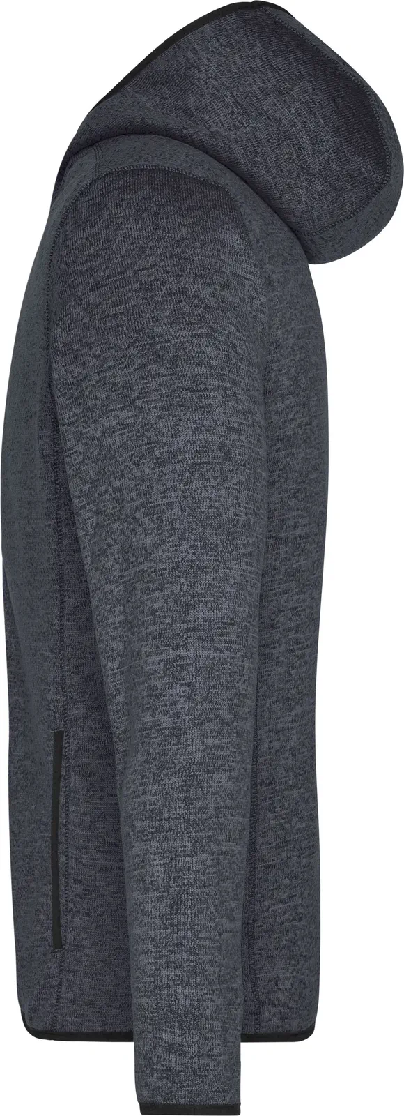 jn589-mens-knitted-fleece-hoody-darkmelange-black-left-4 James & Nicholson Men's Knitted Fleece Hoody
