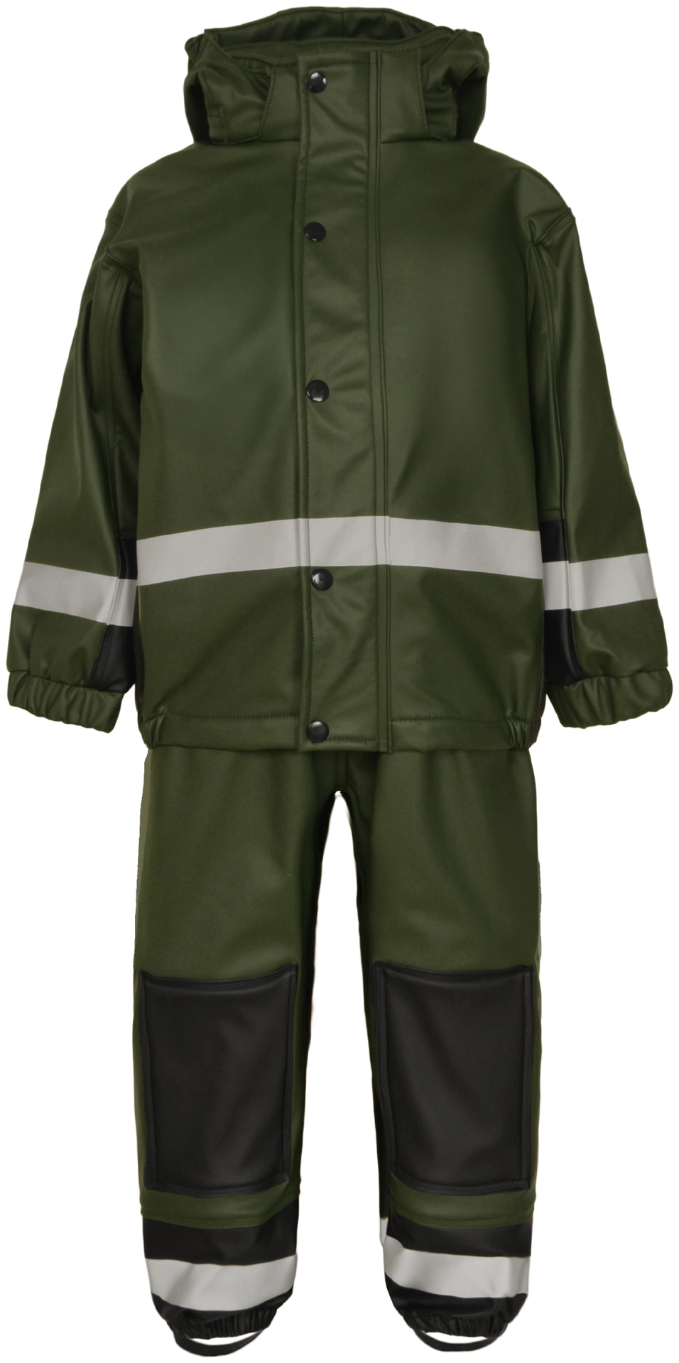 lyngsoe-f1552-kid-regenset-jacke-und-latzhose-mit-weichem-fleecefutter-gruen-front-1 Lyngsøe F1552-KID Regenset Jacke & Latzhose mit weichem Fleecefutter