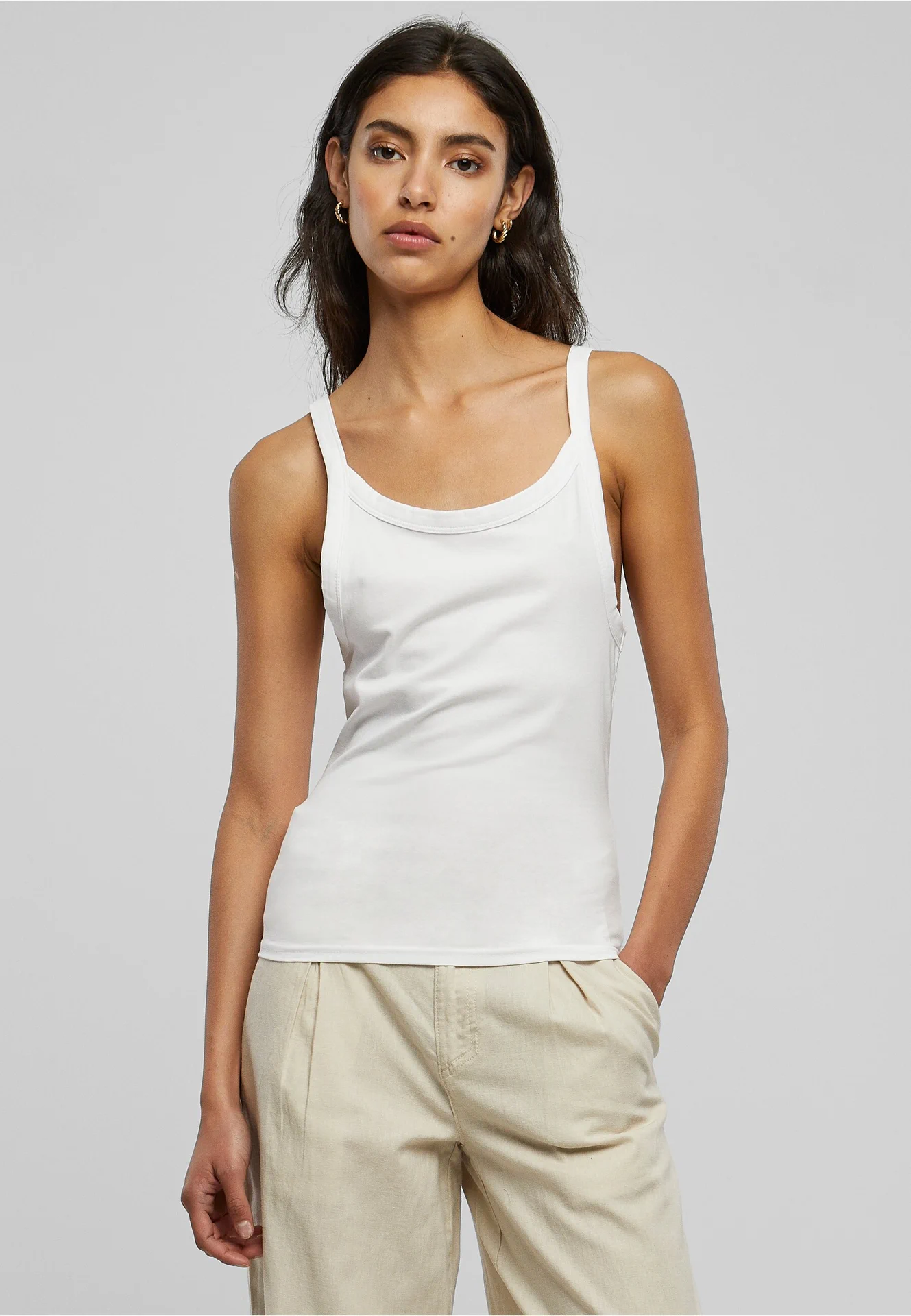 BYB-BY209-ladies-everyday-top-white-model-0 Build Your Brand Ladies Everyday Top