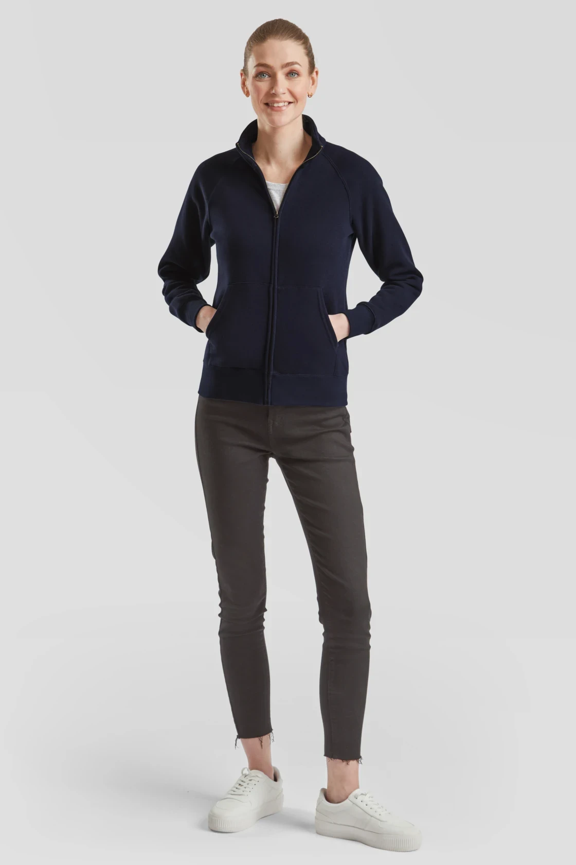 fruit-of-the-loom-62-116-0-ladies-premium-sweat-jacket-deepnavy-model-3 F.O.L. Ladies Premium Sweat Jacket