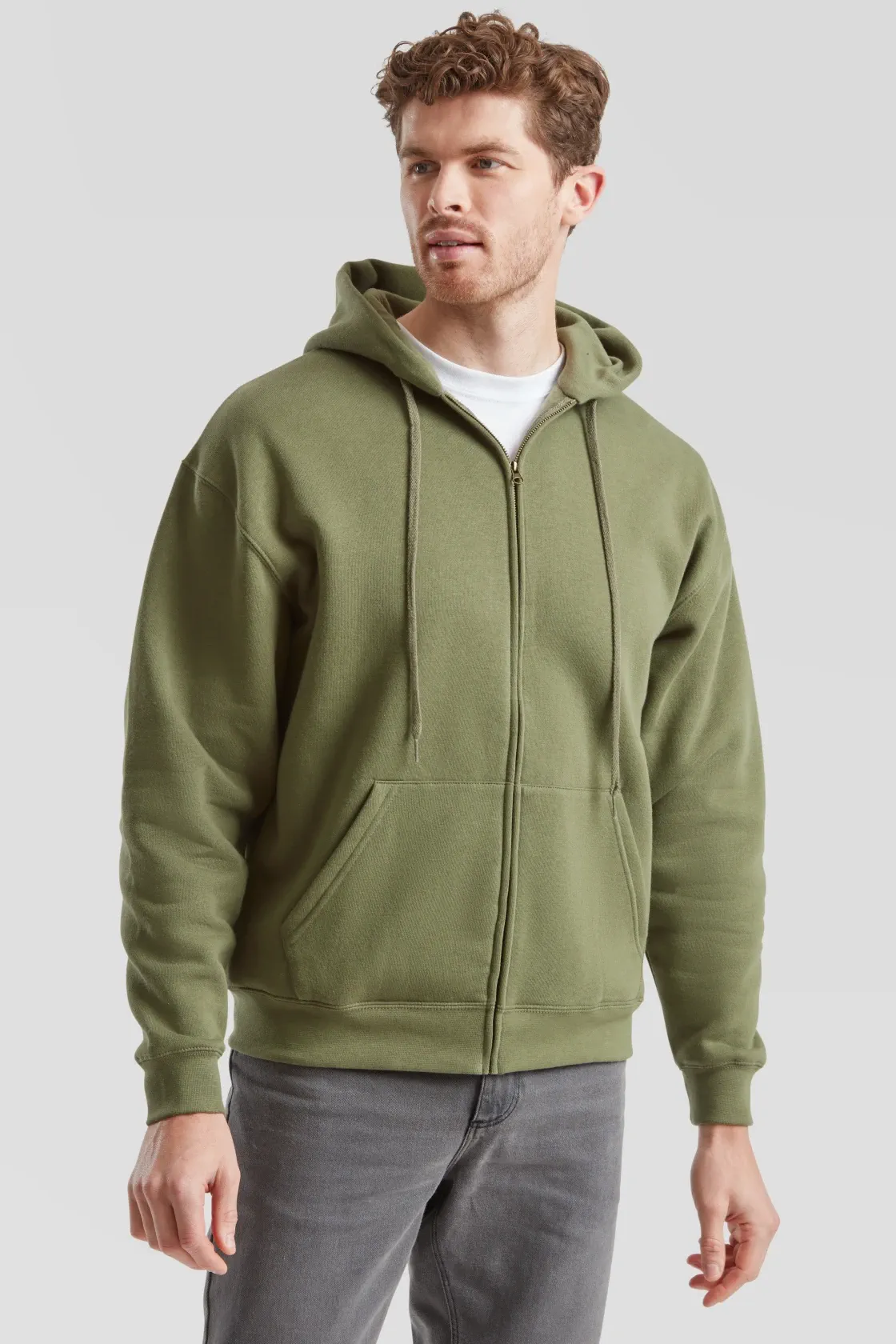 fruit-of-the-loom-62-034-0-premium-hooded-sweat-jacket-classicolive-model-0 F.O.L. Premium Hooded Sweat Jacket