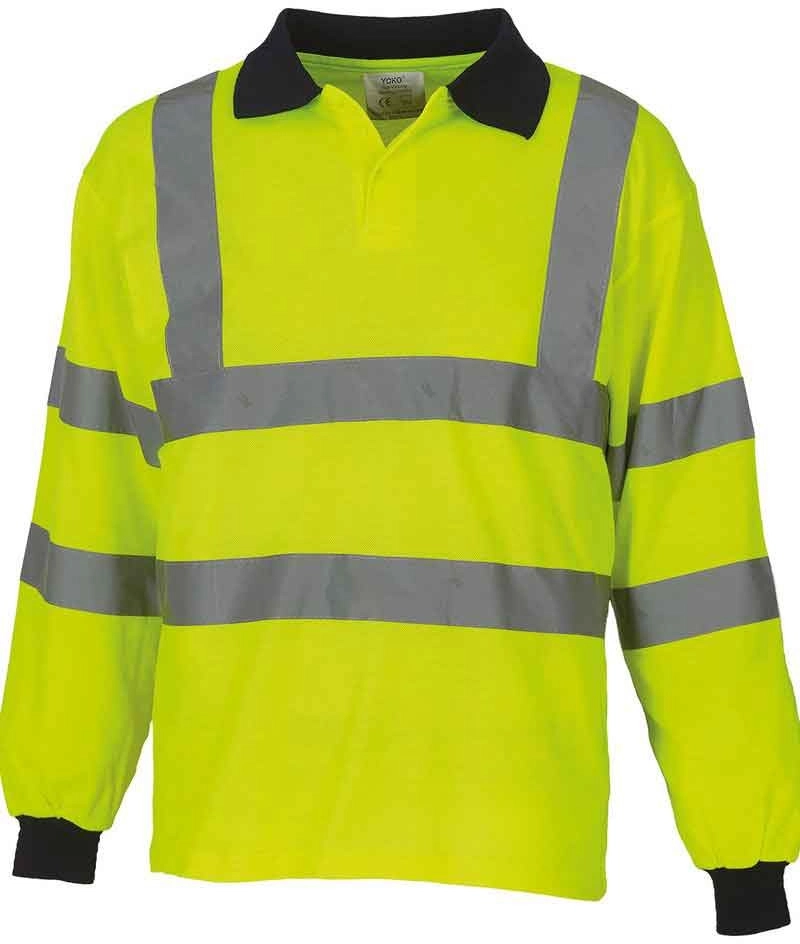 yoko-hvj310-hi-vis-long-sleeve-polo-hi-vis-yellow-front-1 YOKO Hi-Vis Long Sleeve Polo