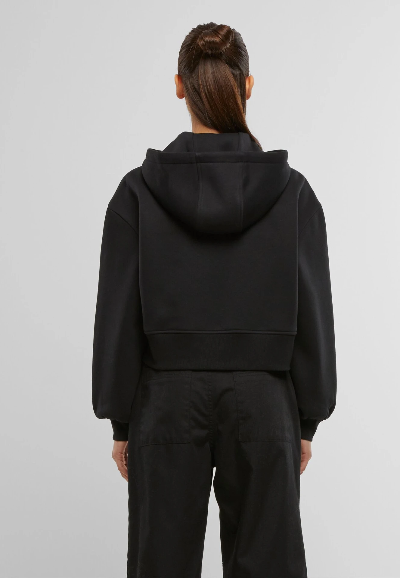 Build Your Brand Ladies Short Oversized Zip Jacket