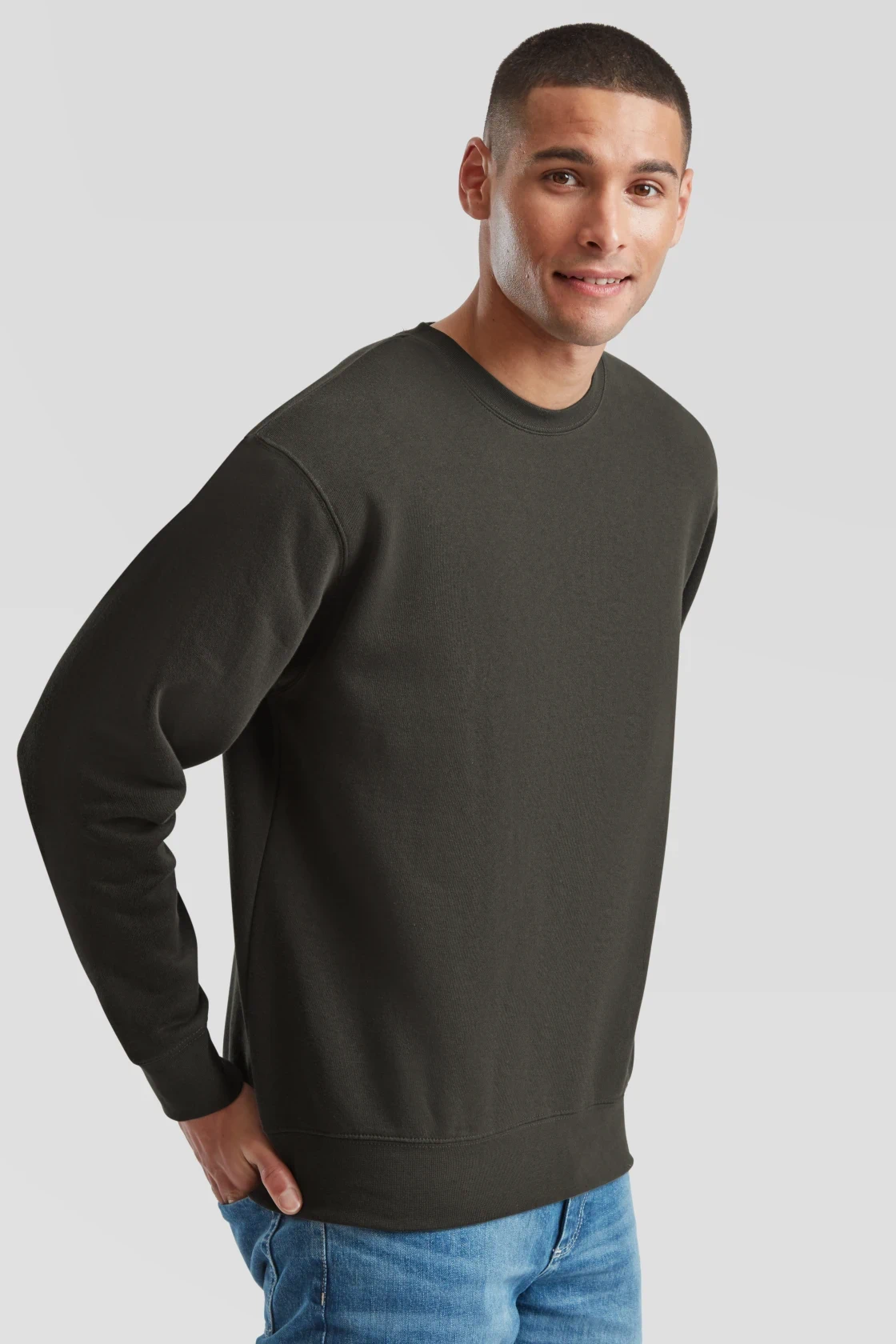 fruit-of-the-loom-62-154-0-premium-set-in-sweatshirt-charcoal-model-1 F.O.L. Premium Set-In Sweat