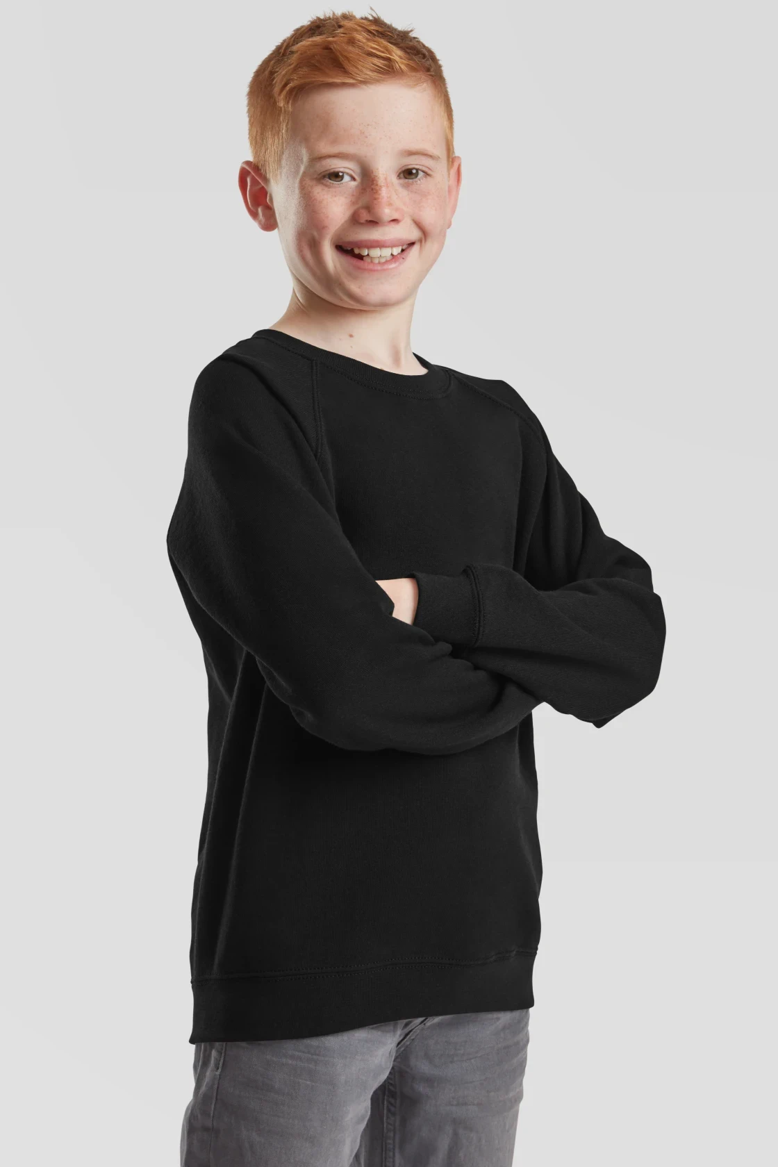 fruit-of-the-loom-62-039-0-kids-classic-raglan-sweatshirt-black-model-0 F.O.L. Classic Raglan Sweat Kids