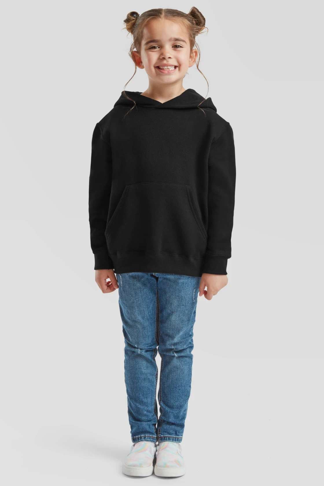 fruit-of-the-loom-62-043-0-kids-classic-hooded-sweatshirt-black-model-3 F.O.L. Kids Classic Hooded Sweat