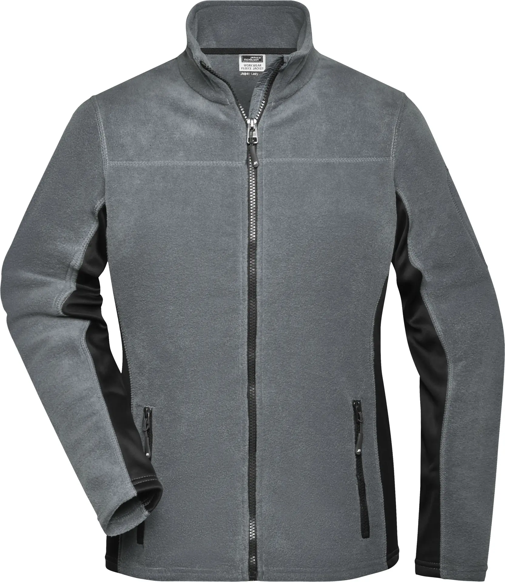 jn841-ladies-workwear-fleece-jacket-carbon-black-front-3 James & Nicholson Ladies Workwear Fleece Jacket -Strong-