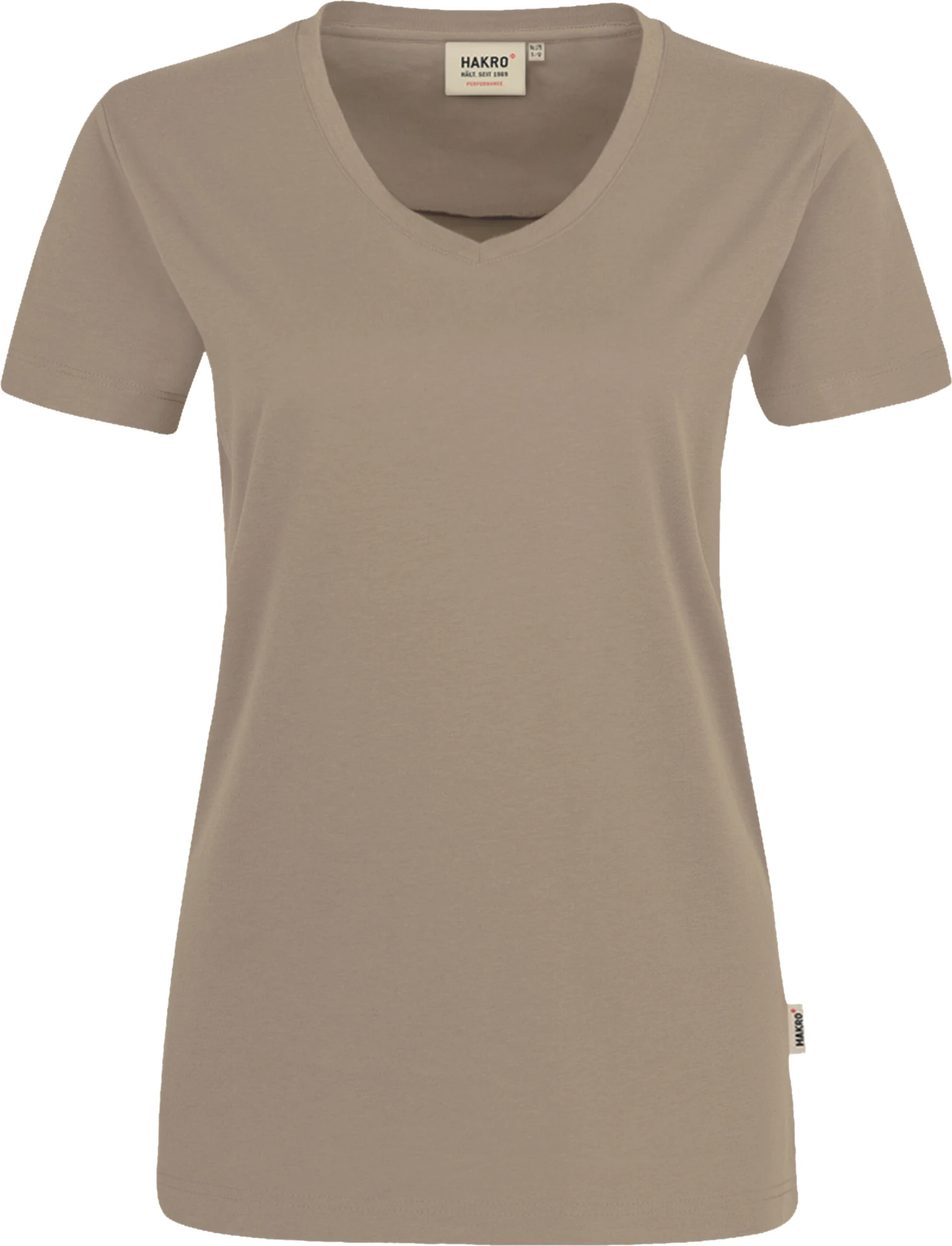 hakro-181-damen-v-shirt-mikralinar-khaki-front-1 HAKRO Women-T-Shirt 181 Mikralinar®