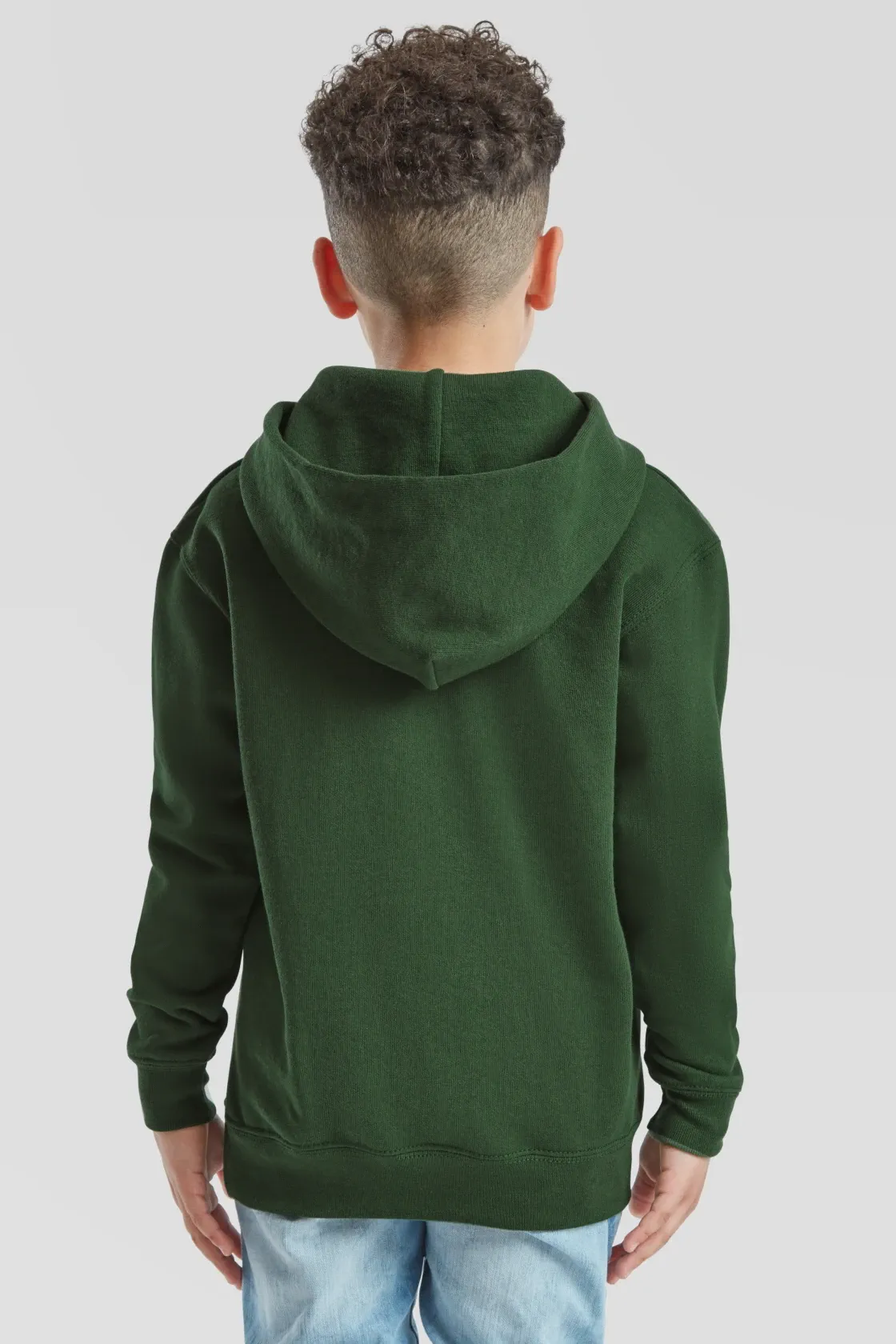 fruit-of-the-loom-62-043-0-kids-classic-hooded-sweatshirt-bottlegreen-model-2 F.O.L. Kids Classic Hooded Sweat