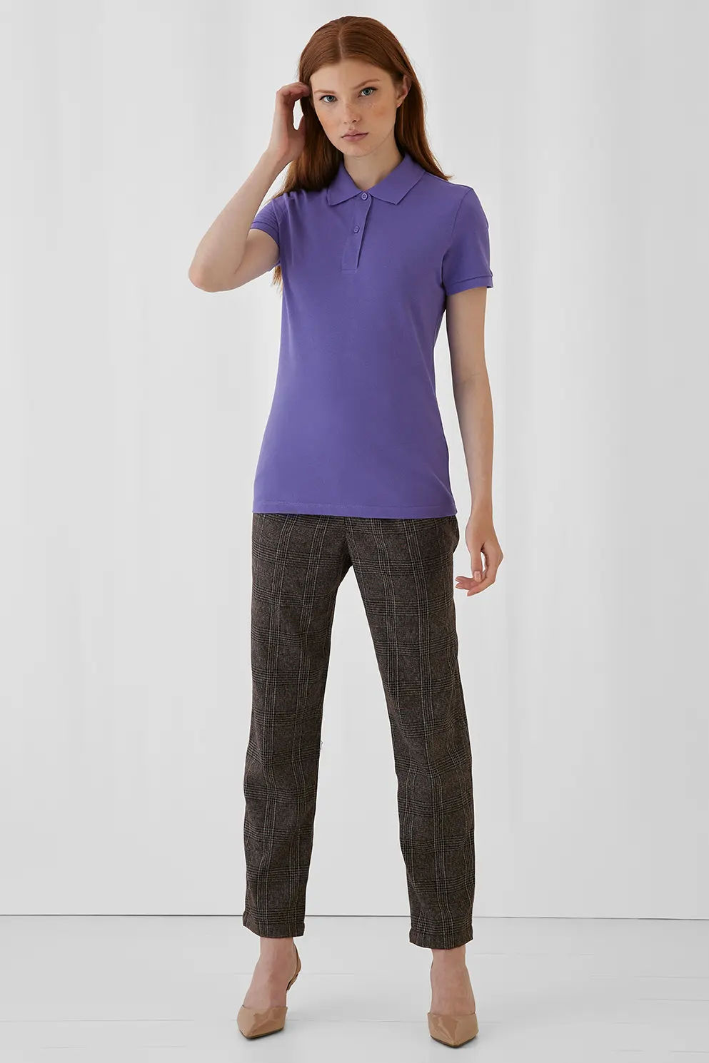 bc-pw440-organic-inspire-polo-women-millenial-lilac-model-2 B&C Inspire Polo Women