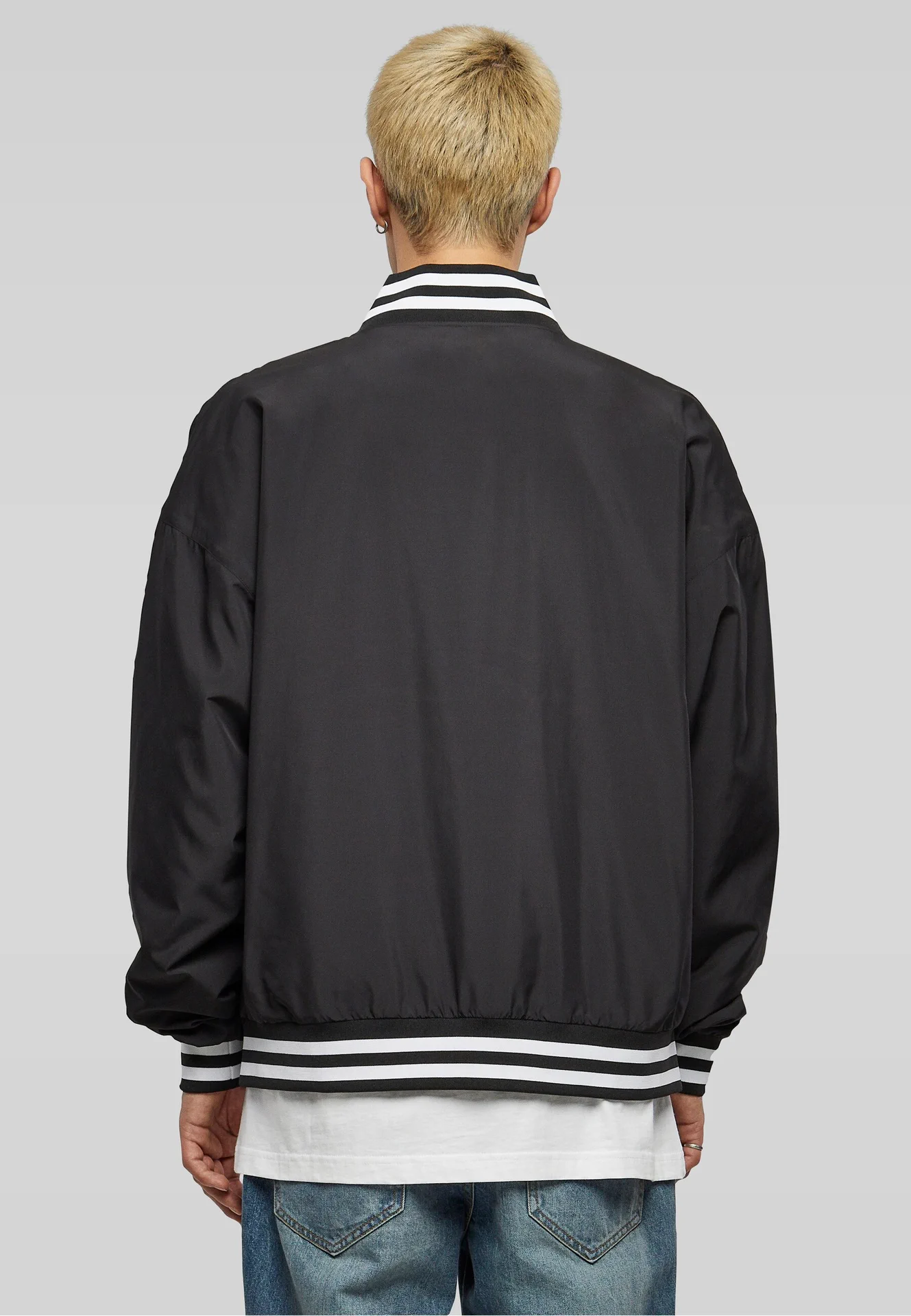 BYB-BY259-light-college-jacket-black-model-2 Build Your Brand Light College Jacket