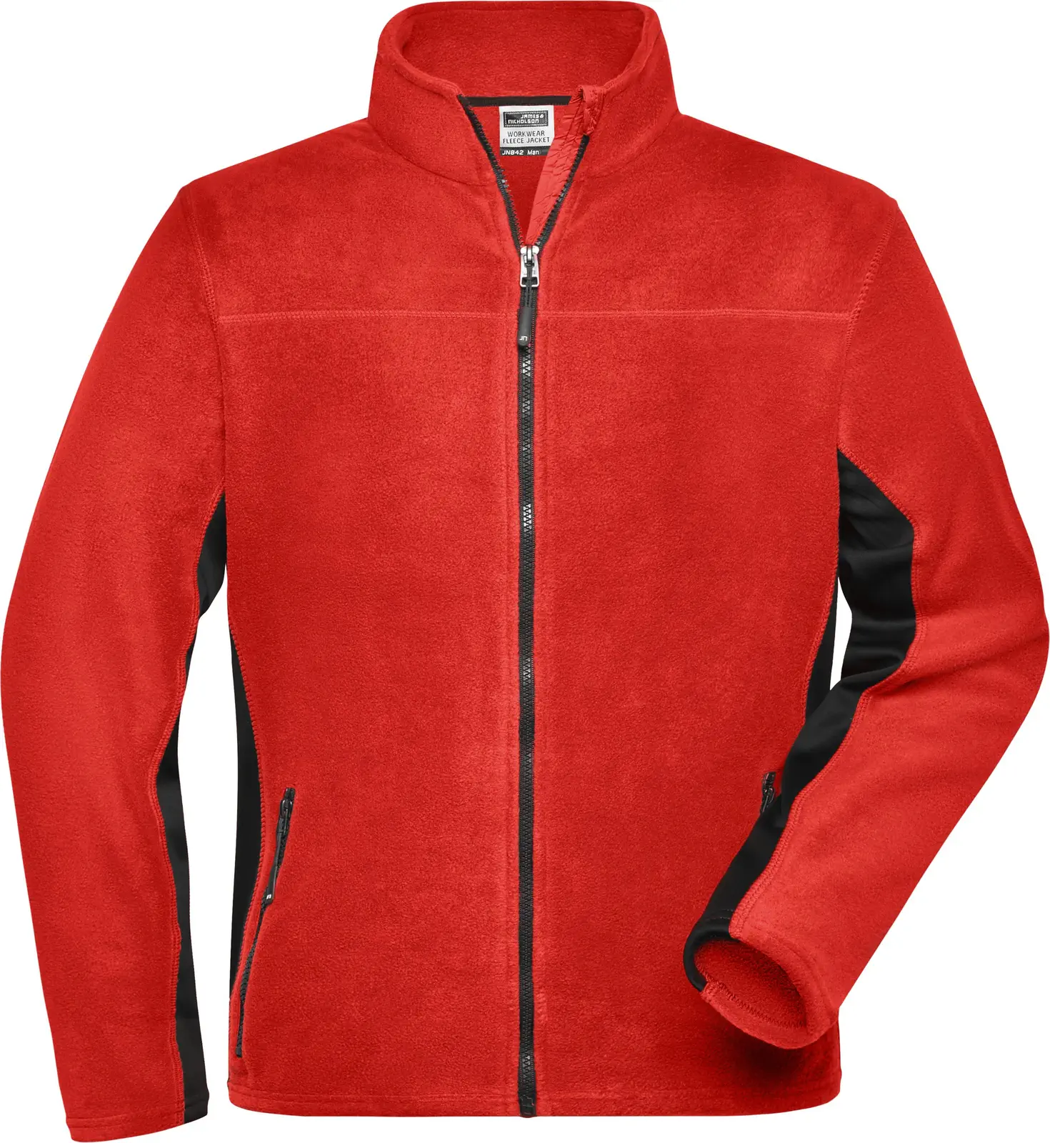 jn842-mens-workwear-fleece-jacket-red-black-front-3 James & Nicholson Men's Workwear Fleece Jacket -Strong-