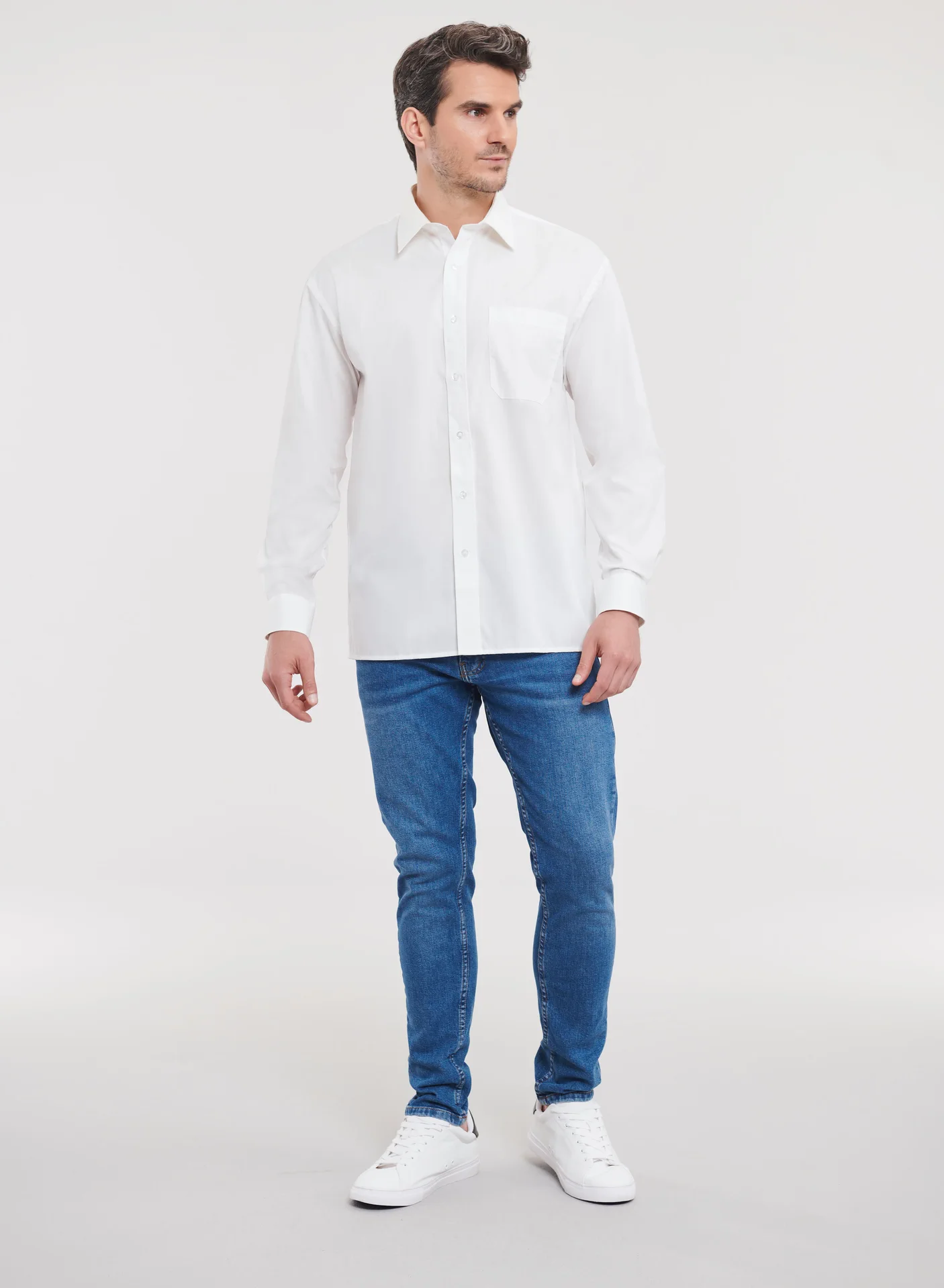 Russell Men's Long Sleeve Pure Cotton Easy Care Poplin Shirt