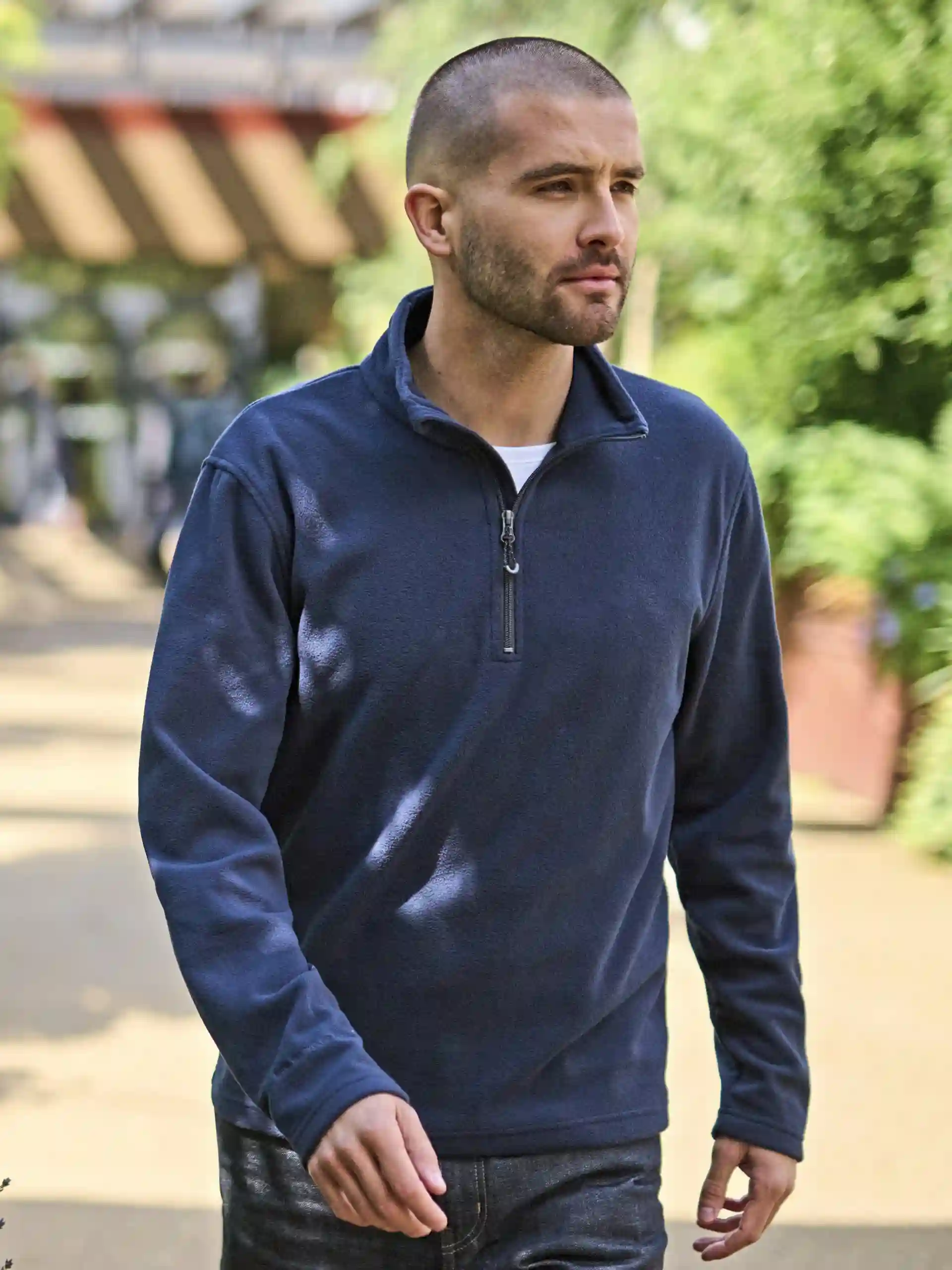 regatta-trf636-honestly-made-recycled-half-zip-fleece-navy-model-1 Regatta Honestly Made Recycled Half Zip Fleece