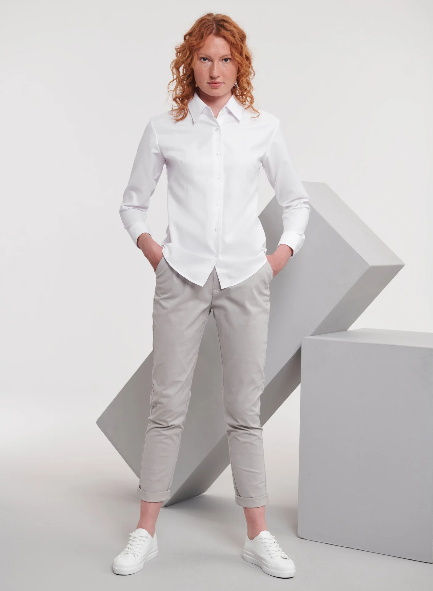 Russell Ladies Long Sleeve Easy Care Oxford Shirt