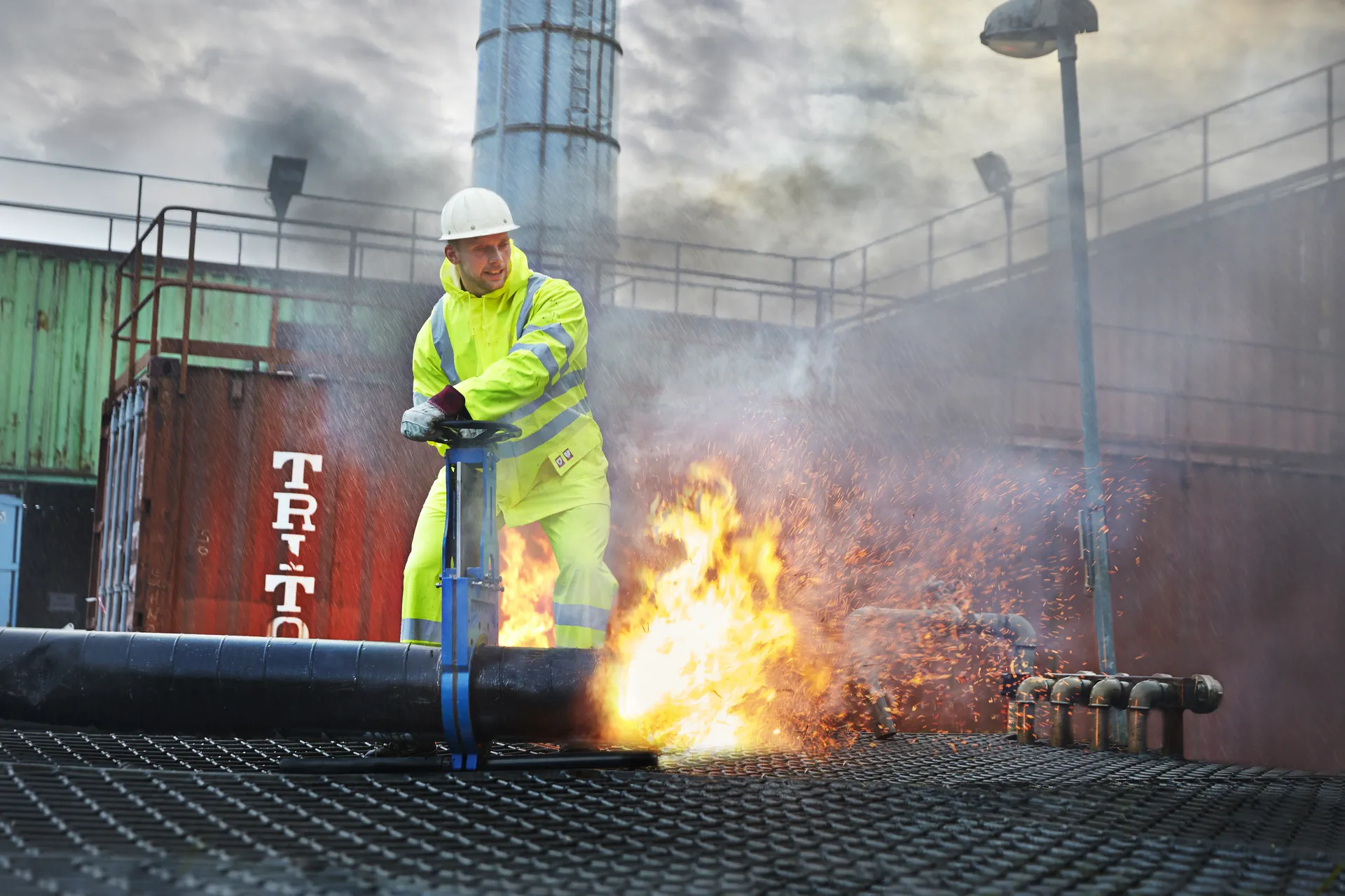 Lyngsøe FR-LR55 Flammhemmende Hi-Vis Regenjacke