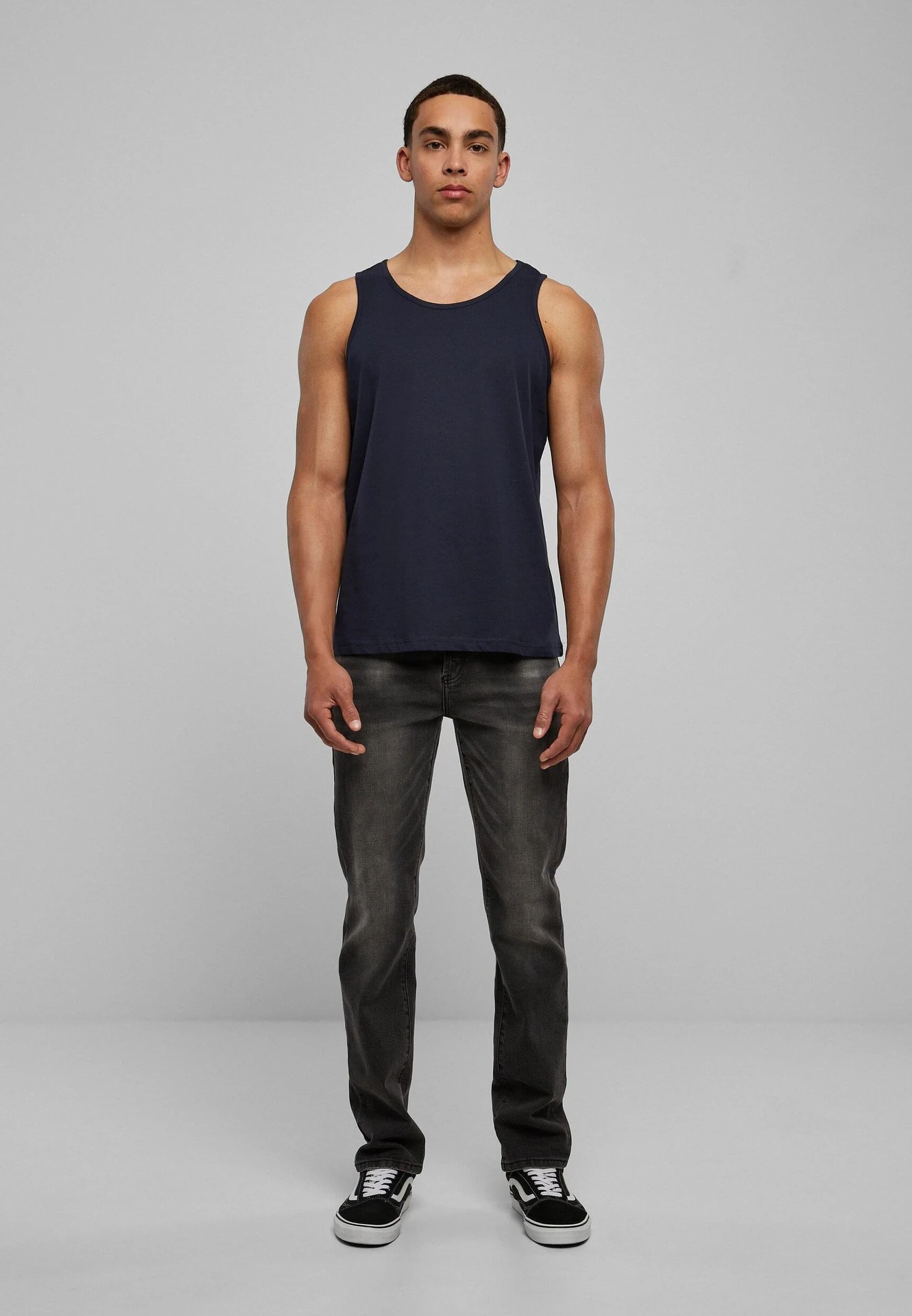 BYB-BB011-basic-tank-navy-model-3 Build Your Brand Basic Tank