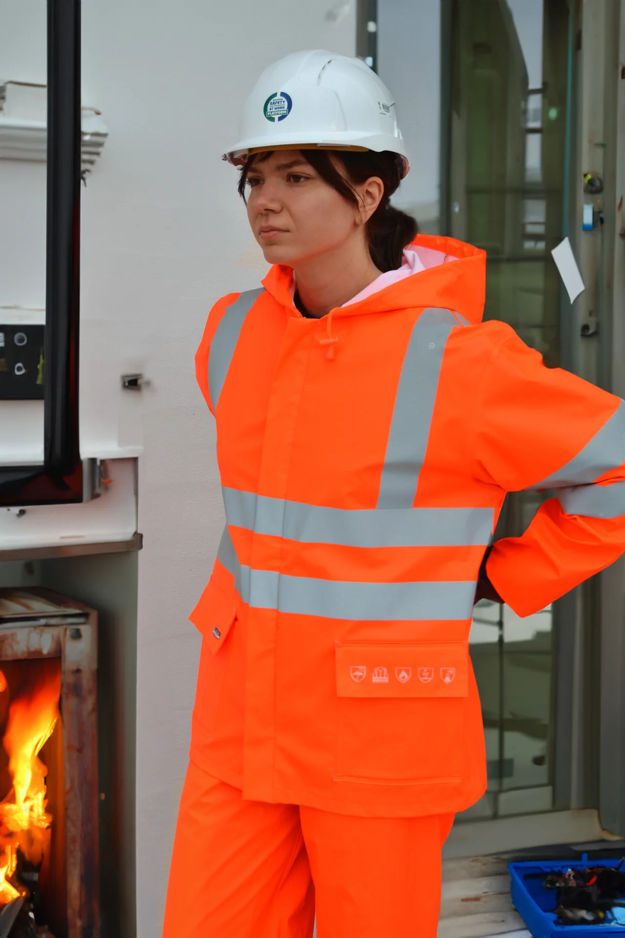 Lyngsøe FR-LR55 Damen Flammhemmende Hi-Vis Regenjacke