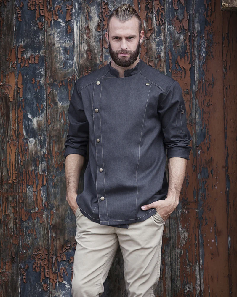karlowsky-jm24-kochjacke-jeans-style-vintageblack-model-0 KARLOWSKY Kochjacke Jeans-Style