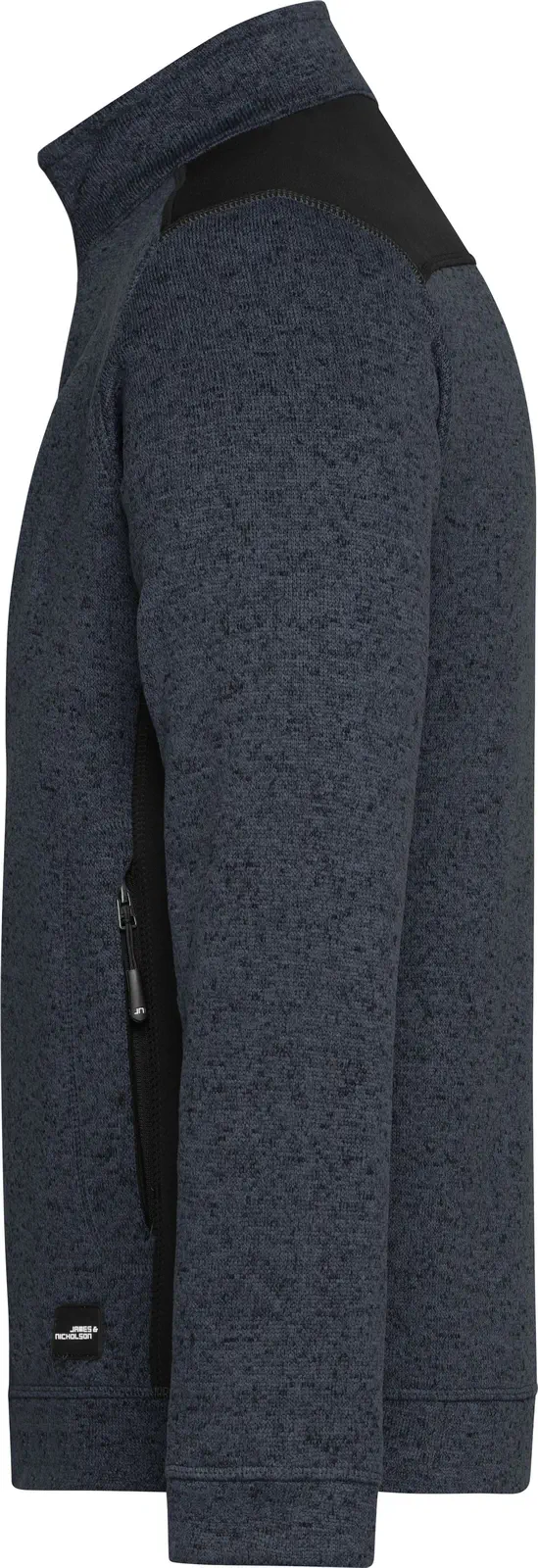 jn862-mens-knitted-workwear-fleece-jacket-carbonmelange-black-left-4 James & Nicholson Men's Knitted Workwear Fleece Jacket -STRONG-