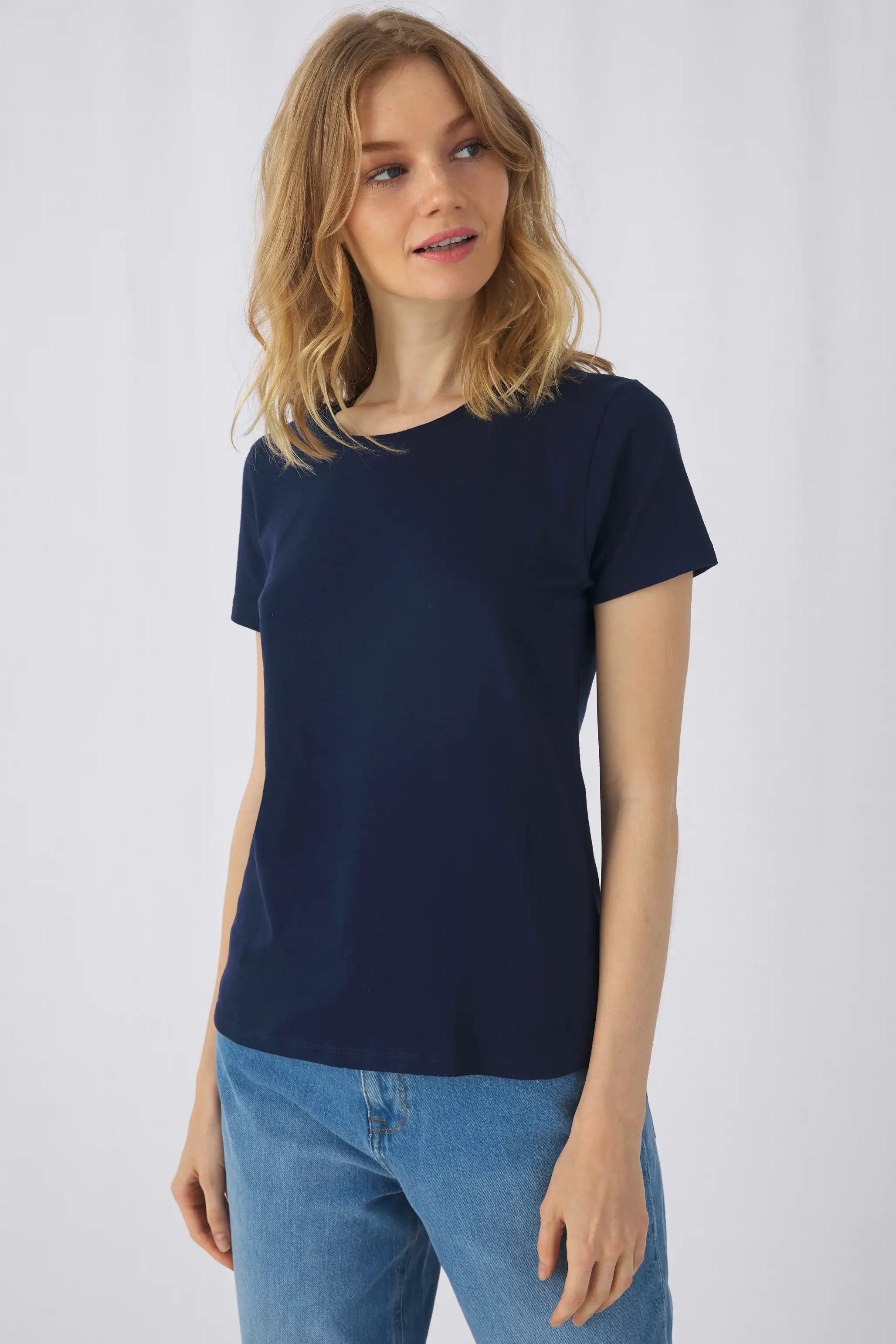 bc-tw02t-hashtag-e150-women-t-shirt-navy-blue-model-1 B&C Women's T-Shirt #E150