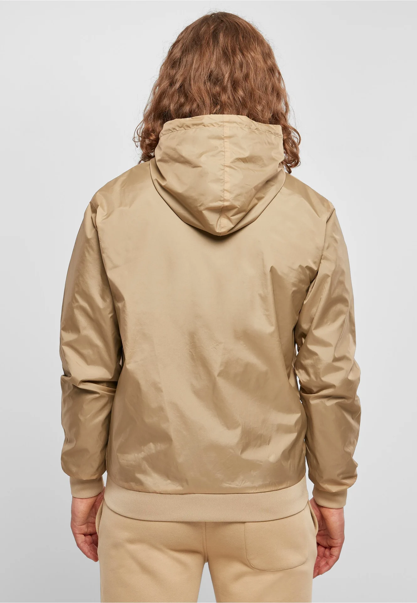 BYB-BY016-windrunner-jacket-beige-black-model-2 Build Your Brand Windrunner Jacket