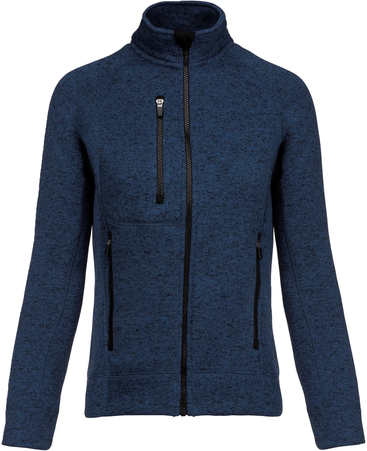 kariban-K9107-damen-melange-strickfleece-jacke-navymelange-front-3 Kariban Damen Melange Strickfleece Jacke