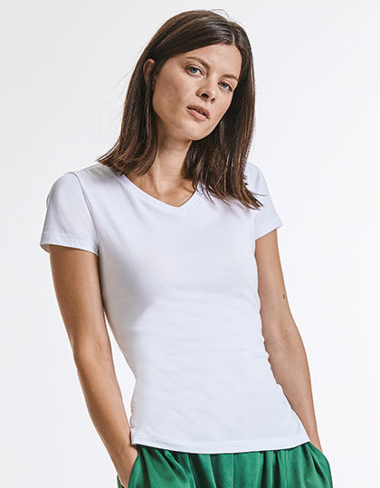 Russell Ladies` Pure Organic V-Neck Tee