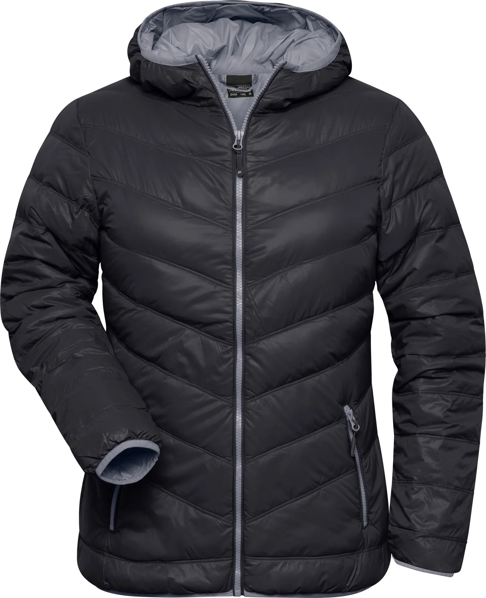 jn1059-ladies-down-jacket-black-grey-front-3 James & Nicholson Ladies Down Jacket