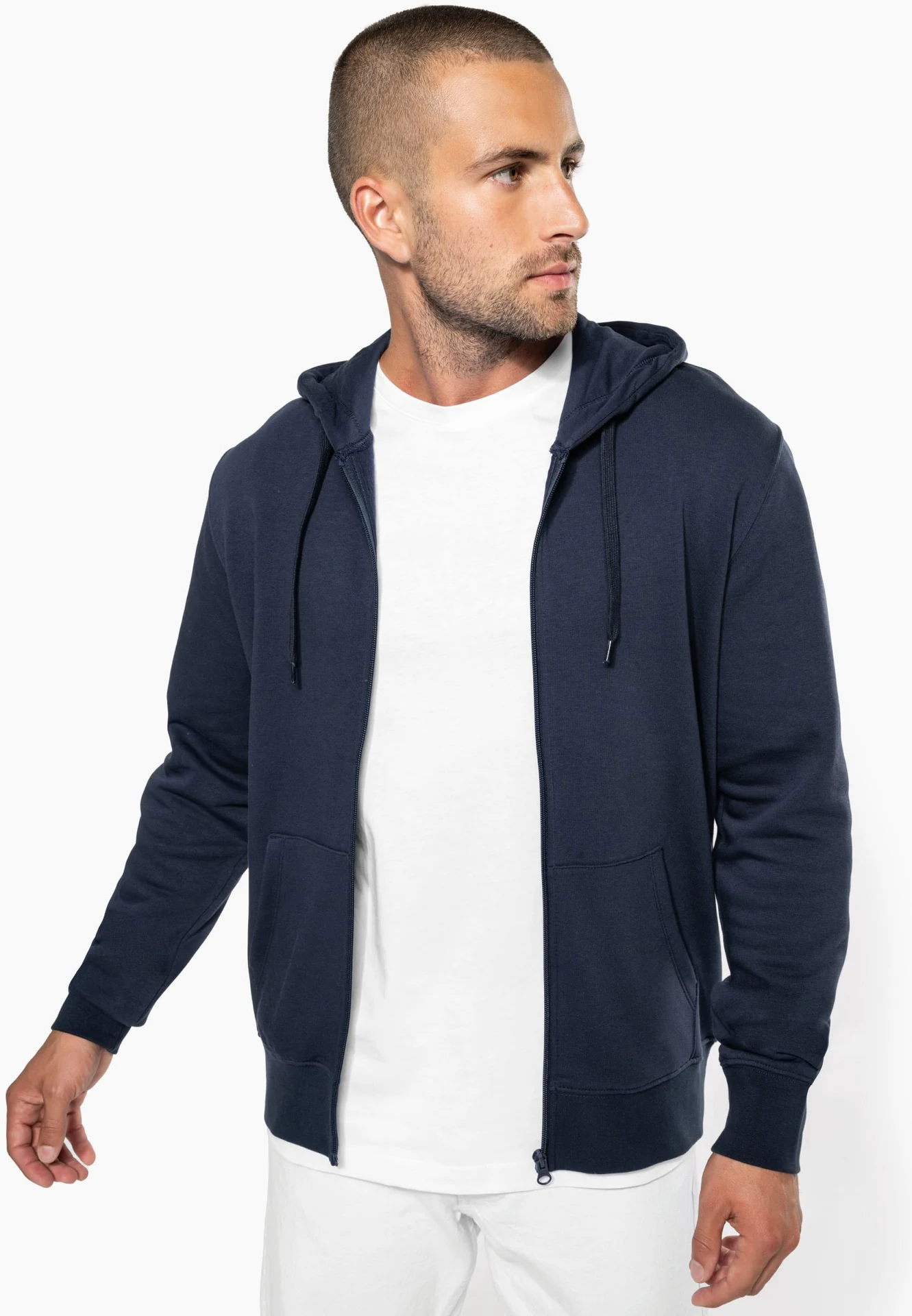 kariban-K4030-umweltfreundliche-kapuzen-sweatjacke-navy-model-0 Kariban Umweltfreundliche Kapuzen Sweatjacke